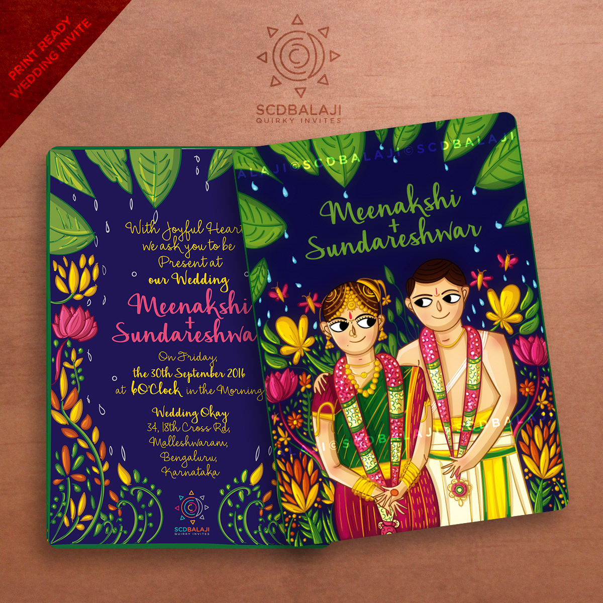 Quirky Indian Wedding Invitations - Tamil Brahmin Wedding Invitation