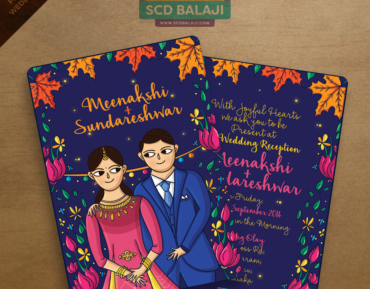 Quirky Indian Wedding Invitations - + Bride & Groom