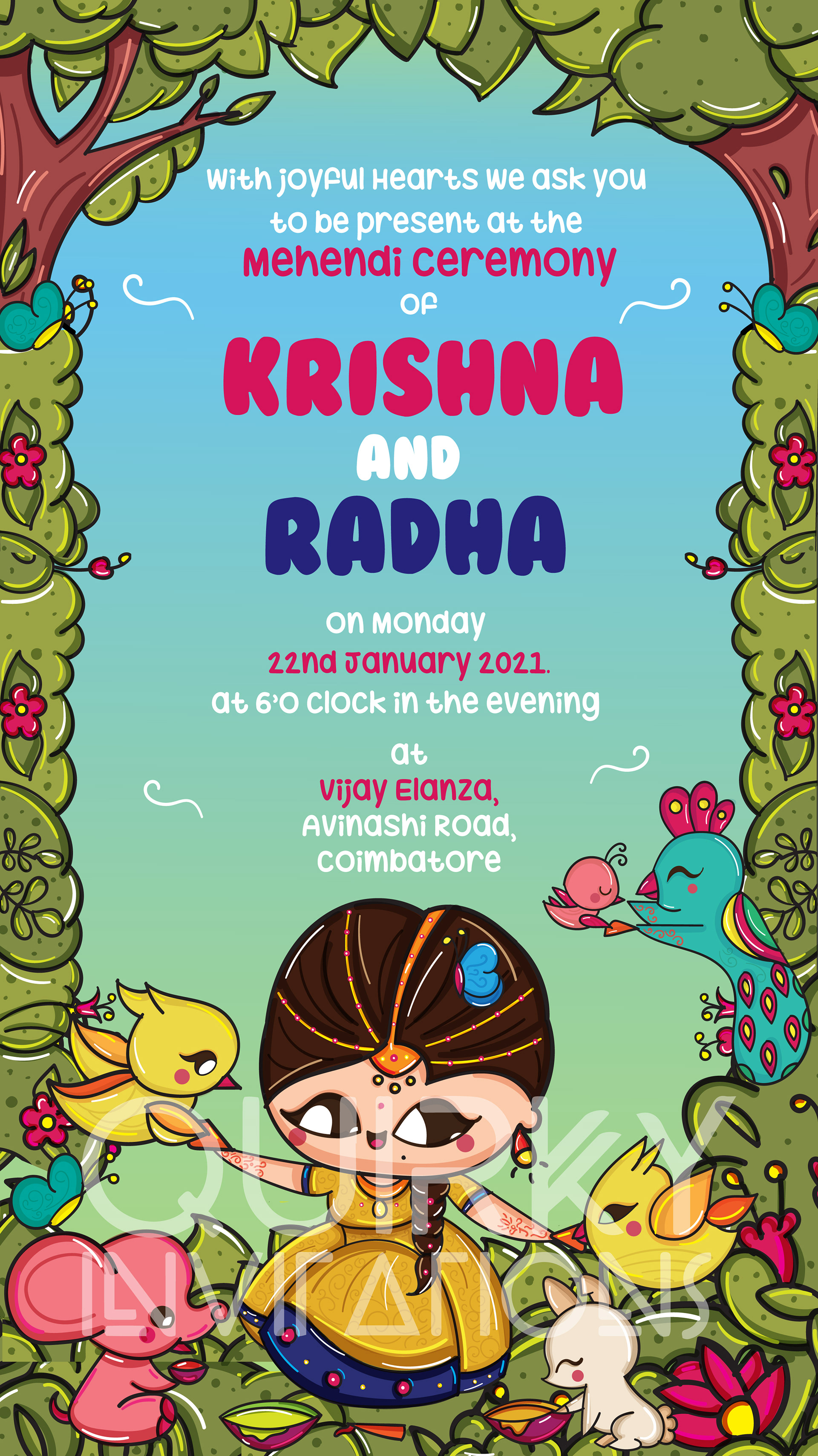 Quirky Indian Wedding Invitations - Mehendi Function