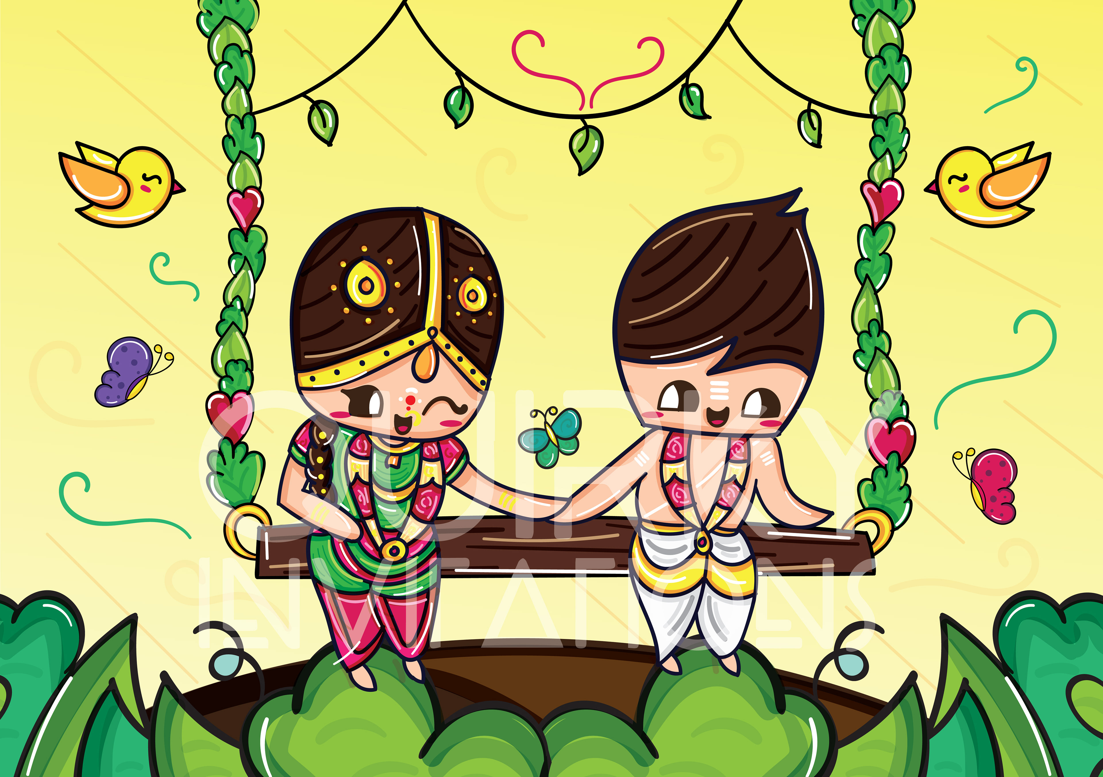 Quirky Indian Wedding Invitations - Iyer Wedding