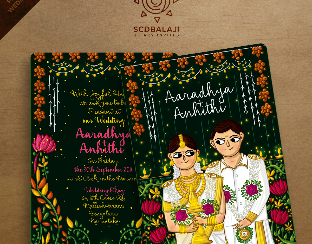 Quirky Indian Wedding Invitations - Kerala Wedding Invitation