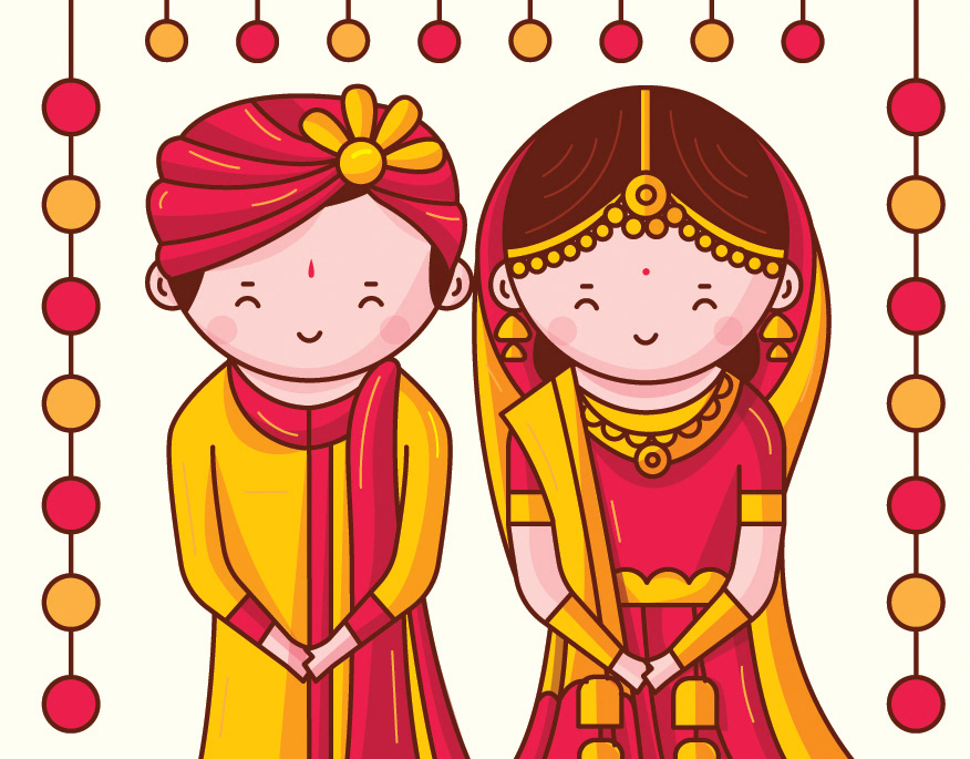 Quirky Indian Wedding Invitations - Indian Wedding Invitation - Cute Couple  Collection