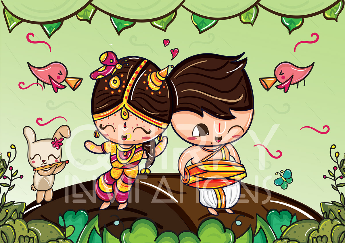 Quirky Indian Wedding Invitations - Iyengar Wedding