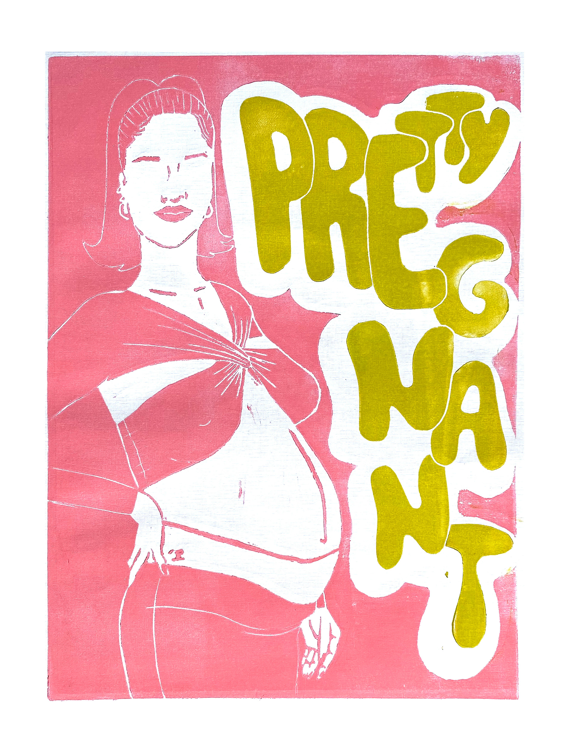 Rihannas Pregnancy, 2022, Linoldruck, DiN A4