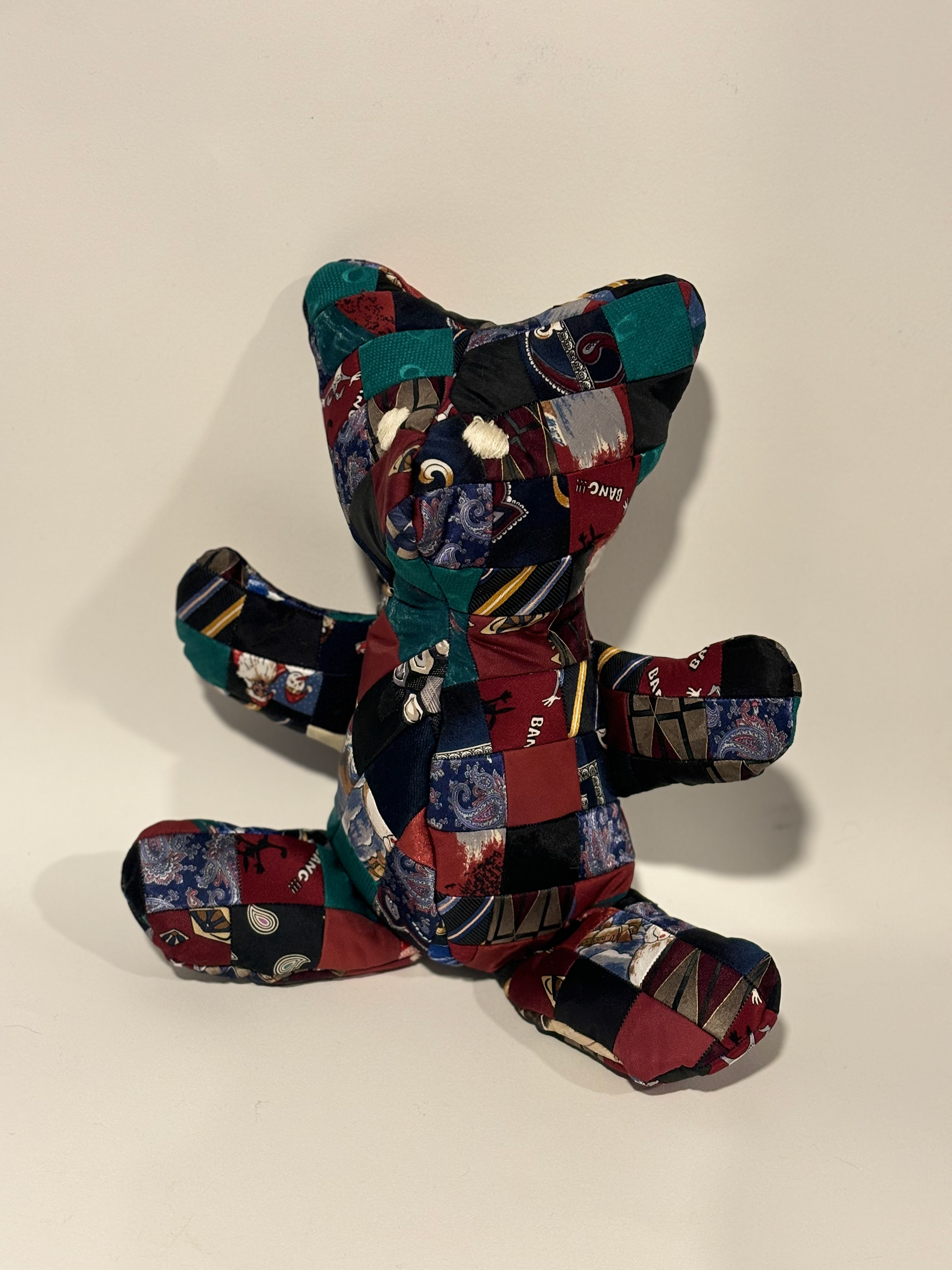 Bear of Papa's Ties, 2025, My Papa's ties, stuffing, thread, Ellicott city MD
