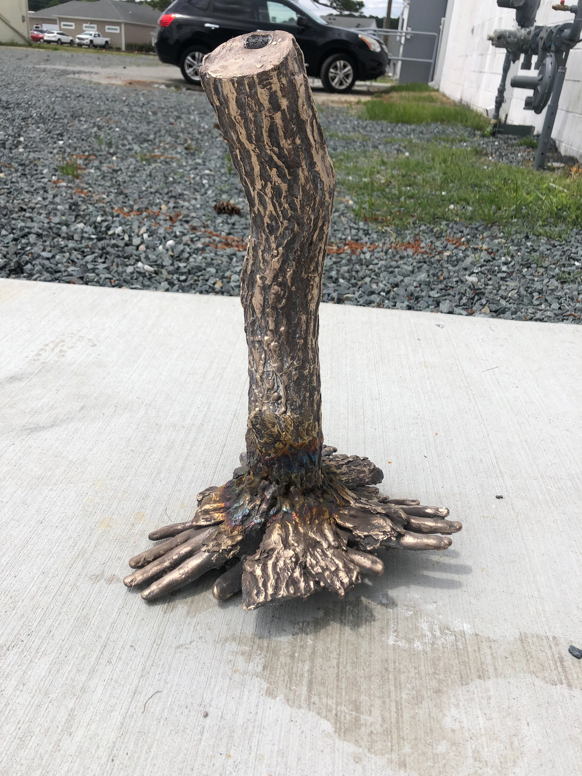 Untitled, 2021, Bronze cast of tree and hands welded together, Salisbury University MD