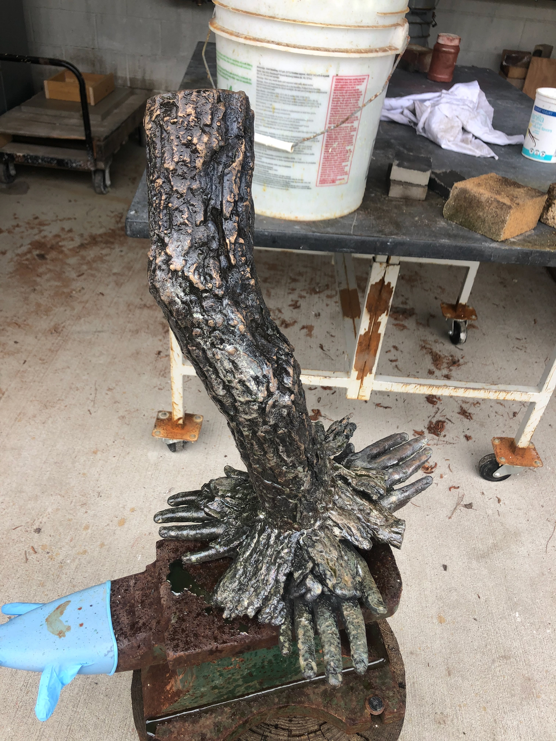 Untitled, 2021, Bronze cast of tree and hands welded together, Salisbury University MD