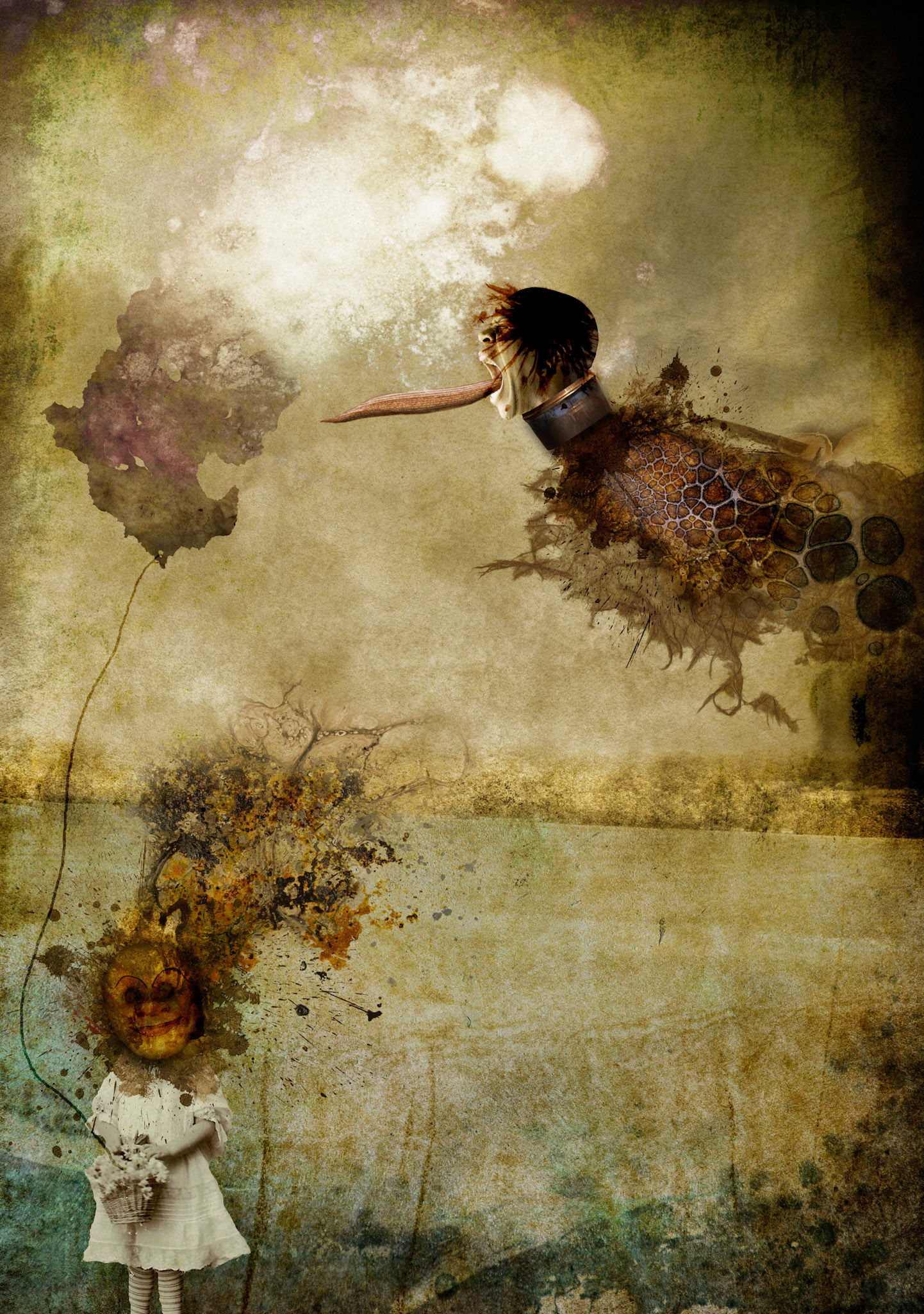 15.5" x 22", Digital Painting, © 2008  Little girl image provided by playingwithbrushes at Flickr.  One of the textures used provided by Elena Baca at Flickr.