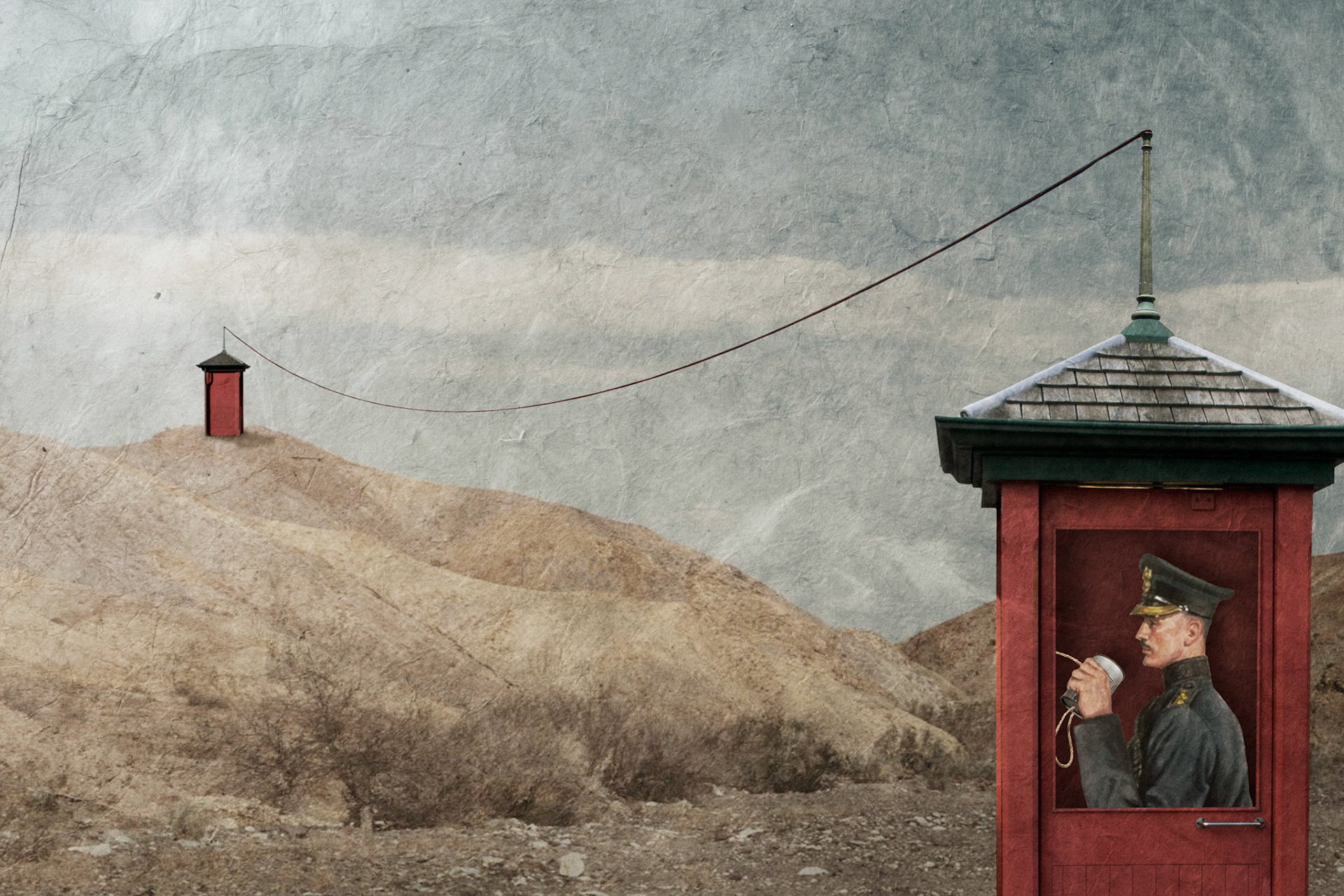 Digital Collage, 13" x 8.5", © 2009 Created for the 44th Weekly Contest "Phone Boxes" at the Man Ray Group on Flickr.  Phone Box image provided by borealnz.  This work is not for sale.