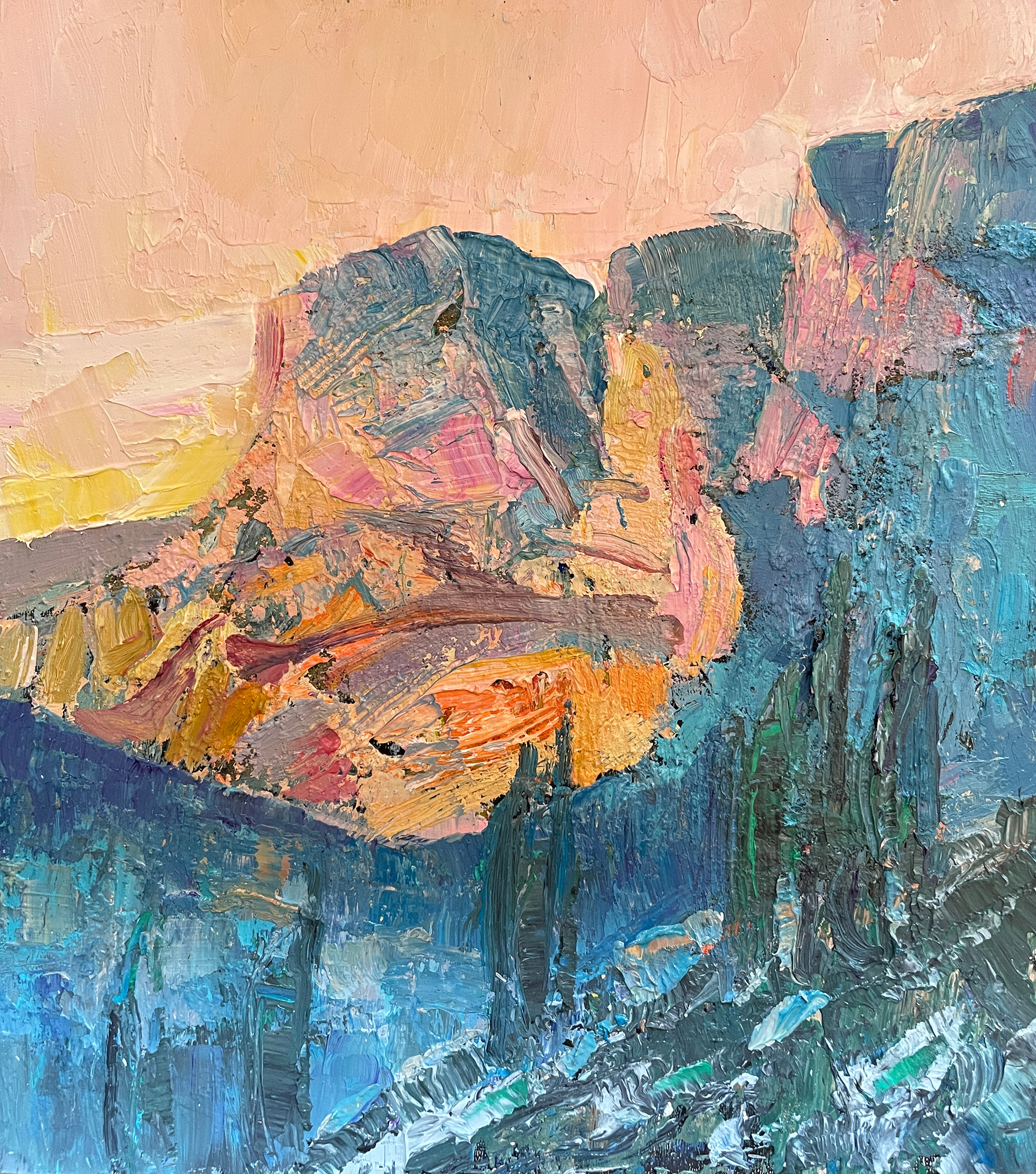 Falaise de Roche Rousse - Vercors (Drôme) - Huile sur bois - 23x26cm