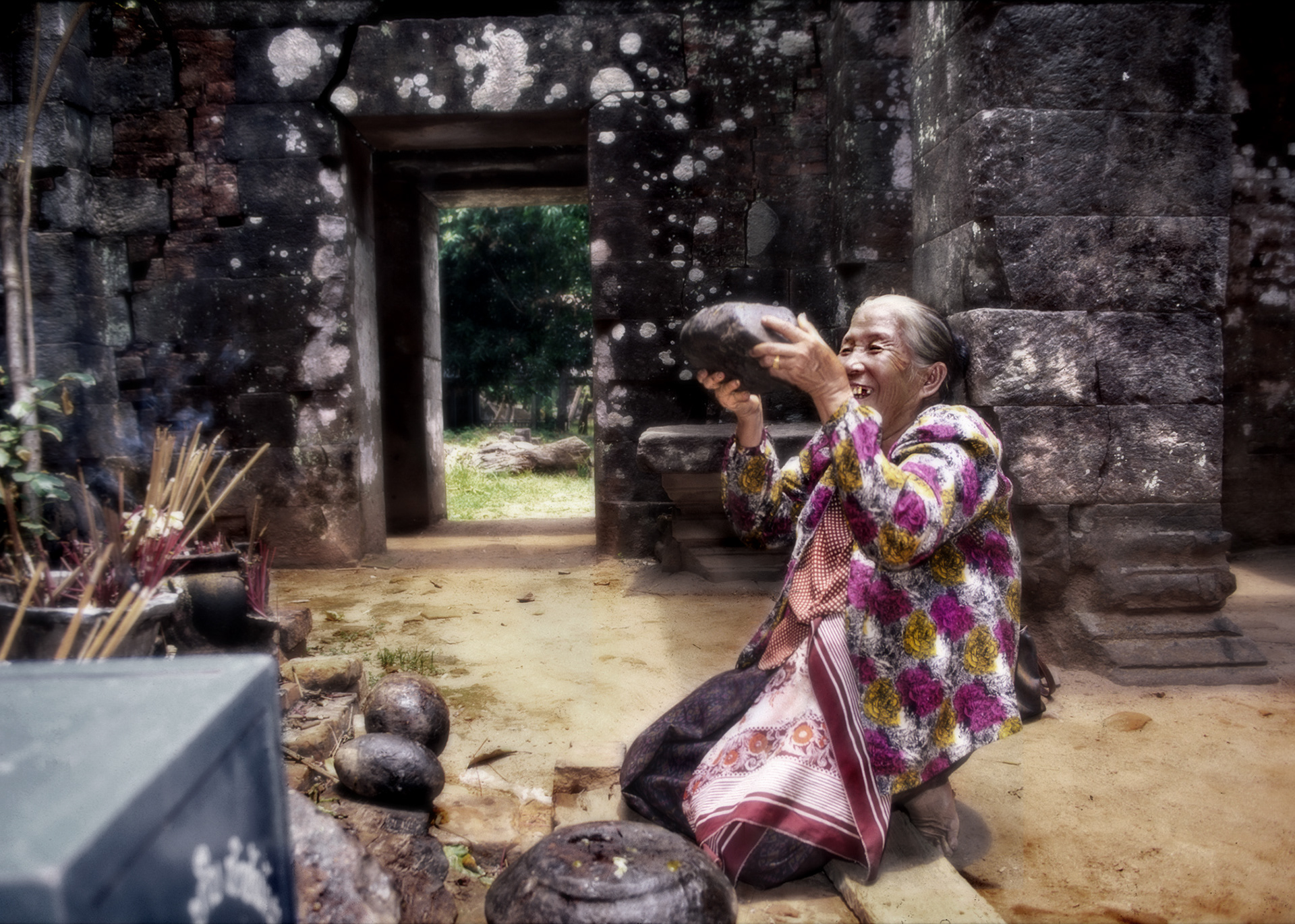 Worshiper, Vat Phou, Champasak, Laos