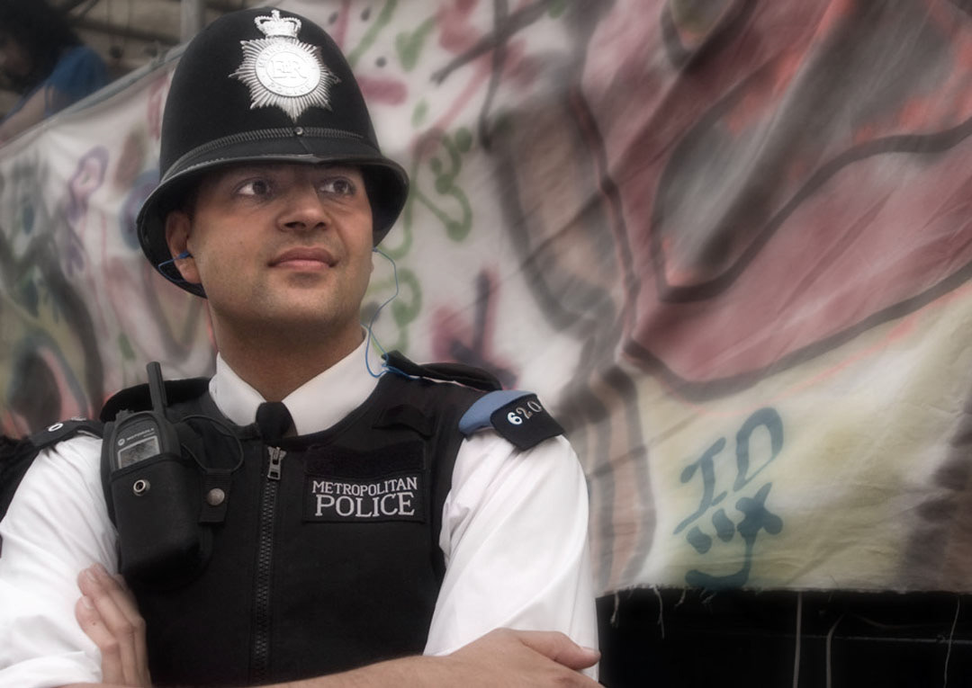 Metropolitan Police on duty at the Notting Hlil Carnivall, Royal Borough of Kensington and Chelsea, London