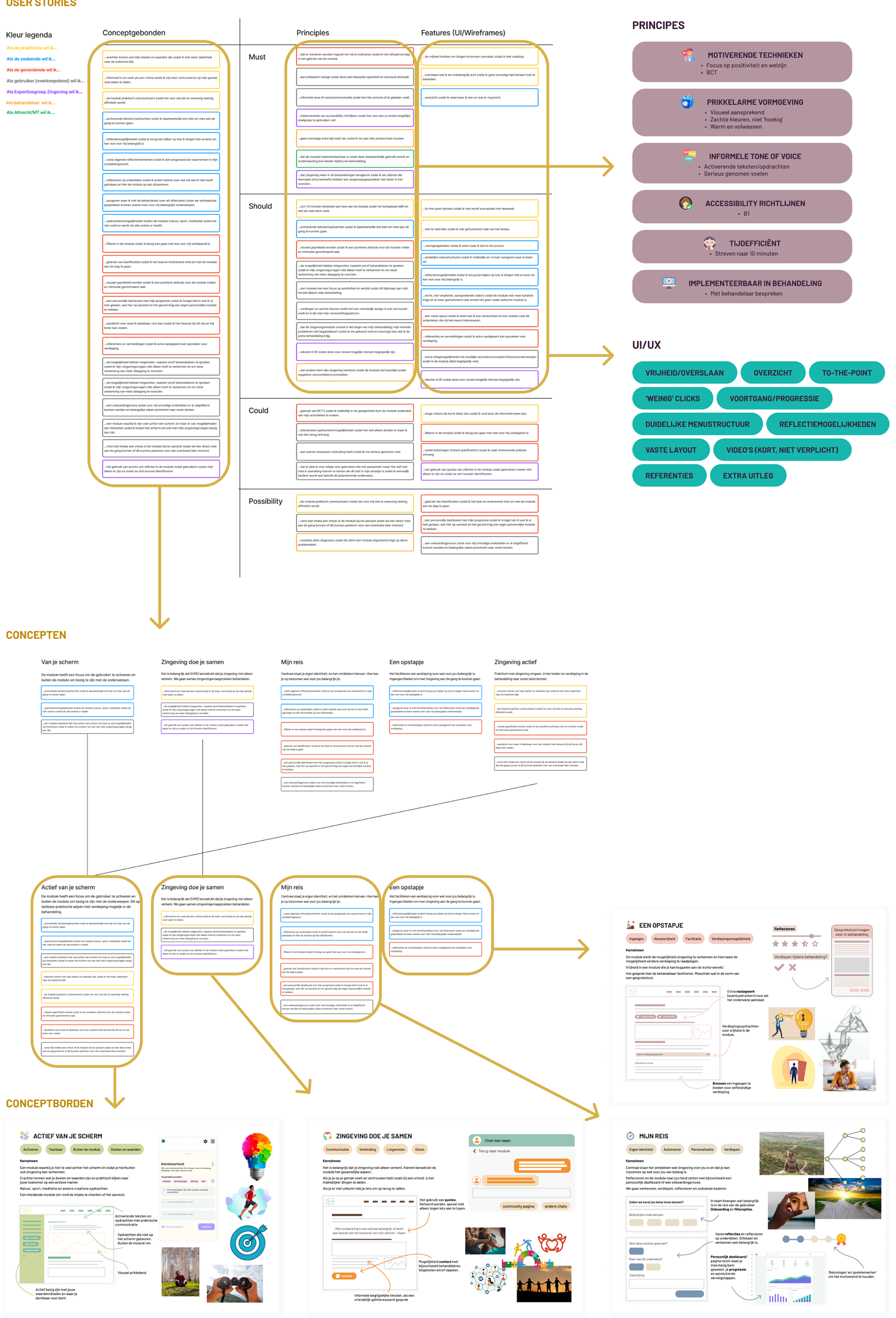 Inzage in het proces van User Stories naar Guiding Principles, Requirements en Concepten