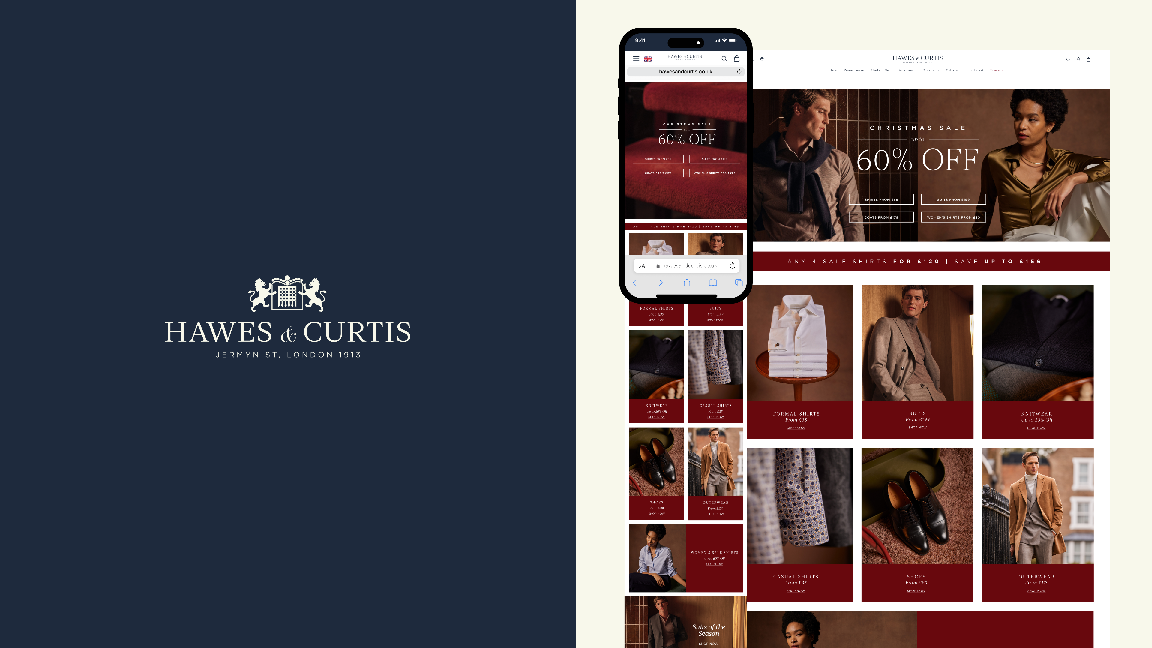 Digital and print design for luxury menswear brand