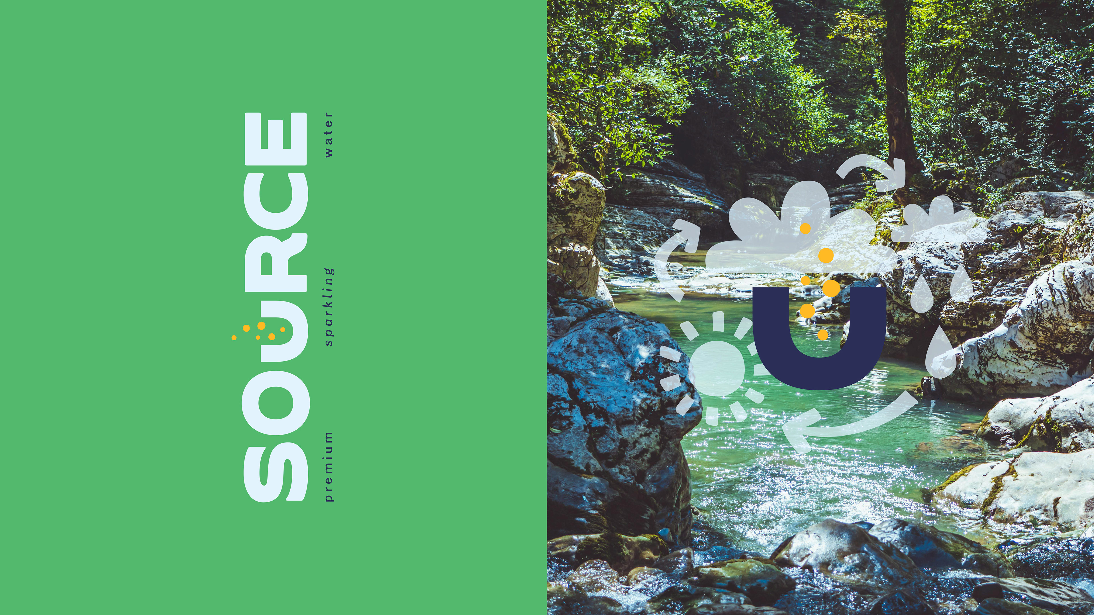 Brand identity design for a premium sparkling water company