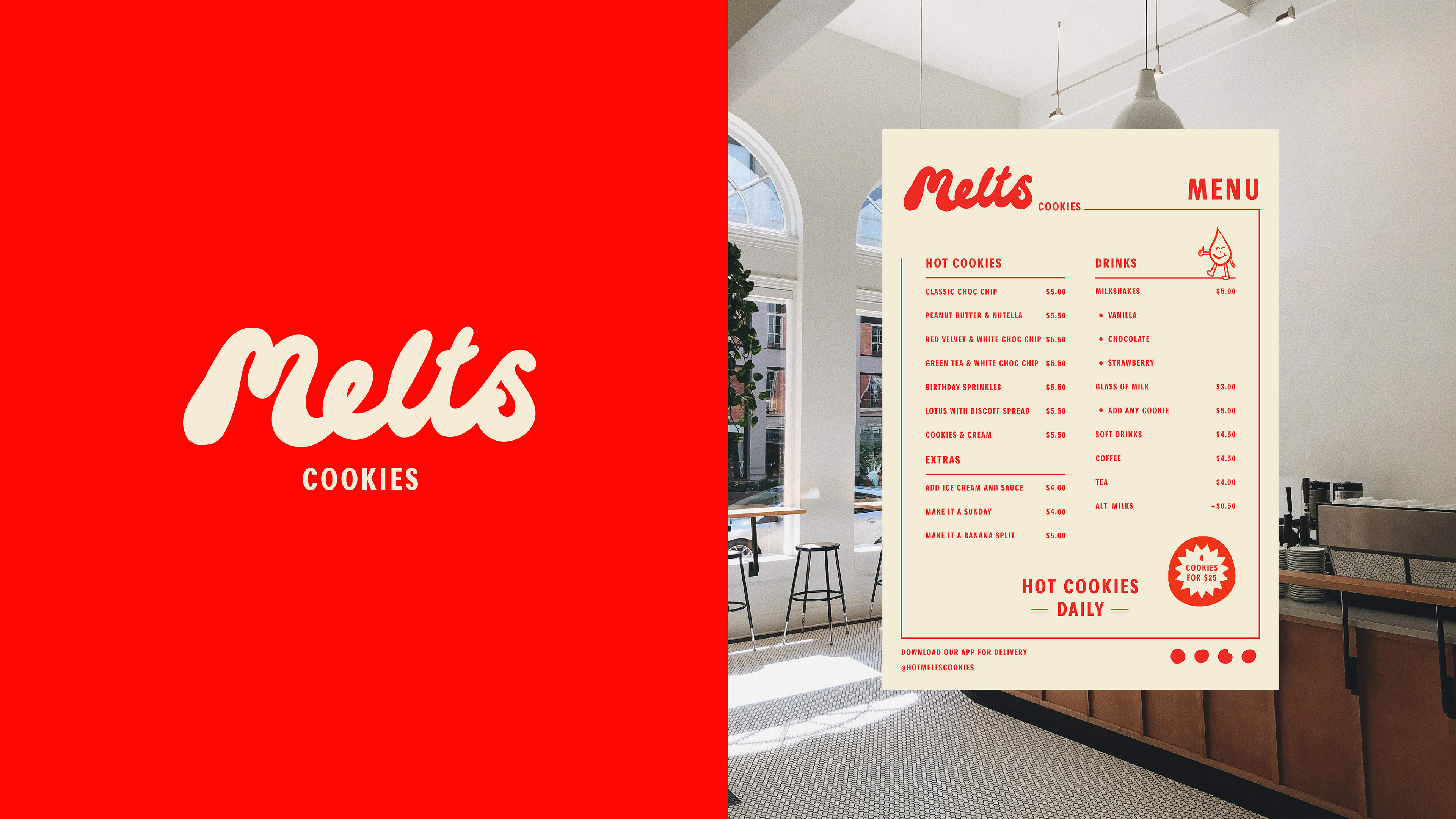 Brand identity for a nostalgic hot cookie shop