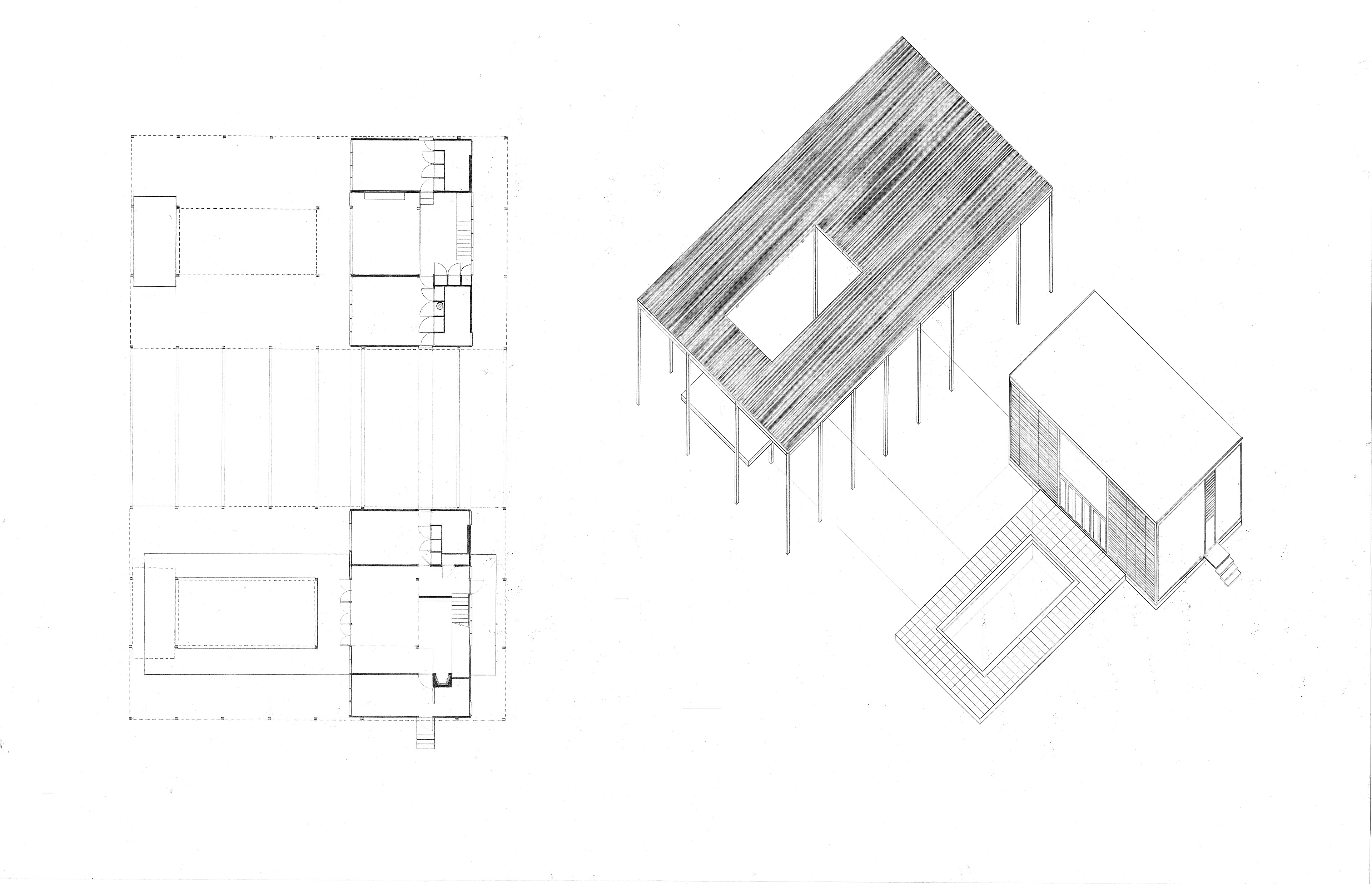 Fist and Second Floor Plan and Exploded Axonometric Drawings