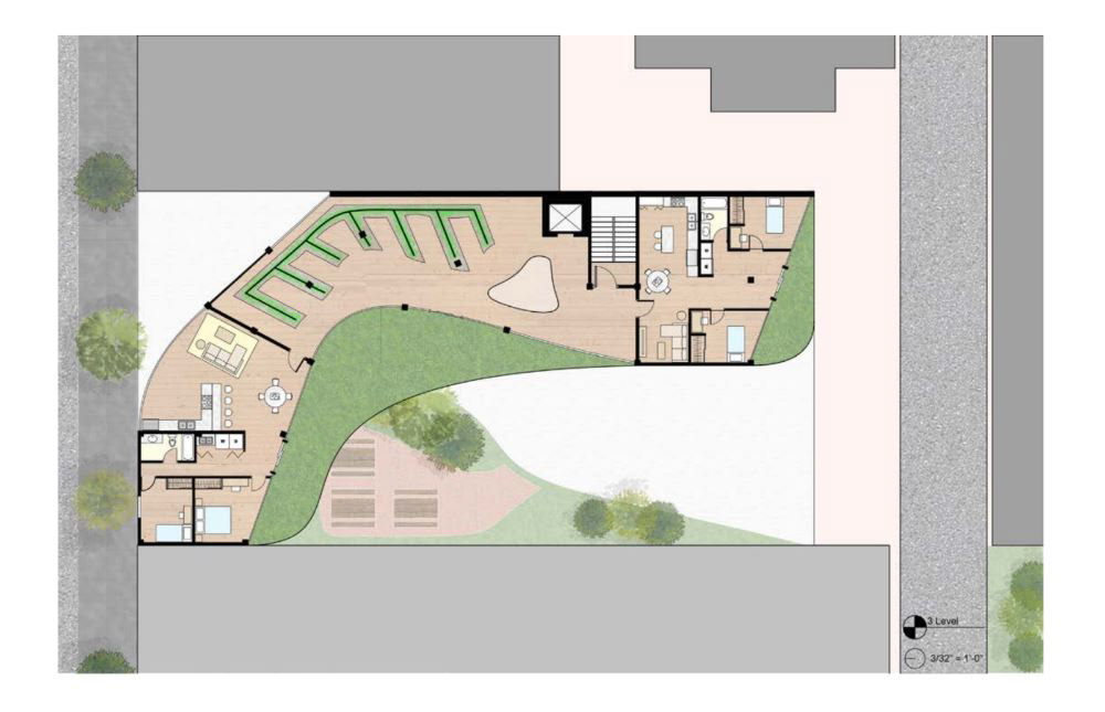 3 Floor Plan with Shared Urban Farm Spaces