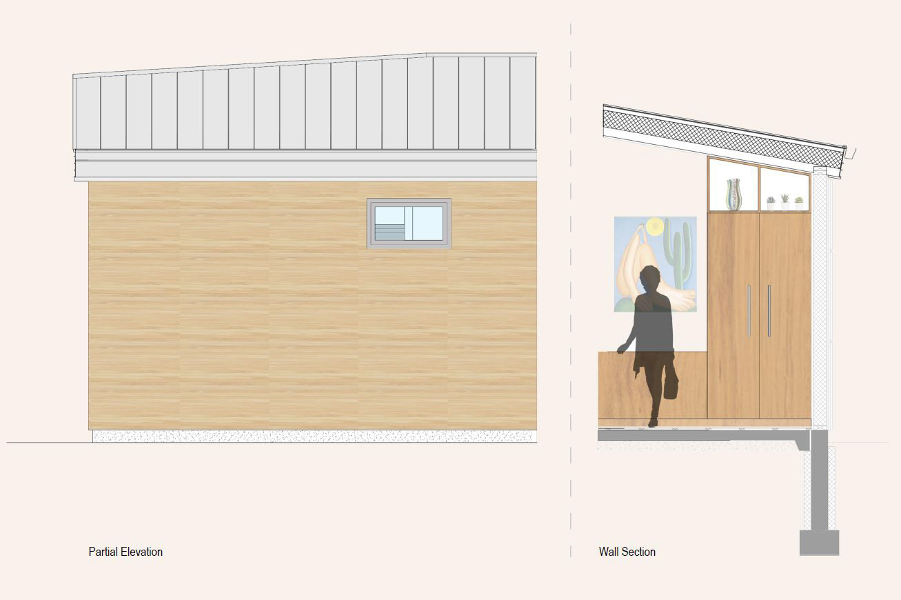 Exterior Partial Elevation and Wall Section Renderings
