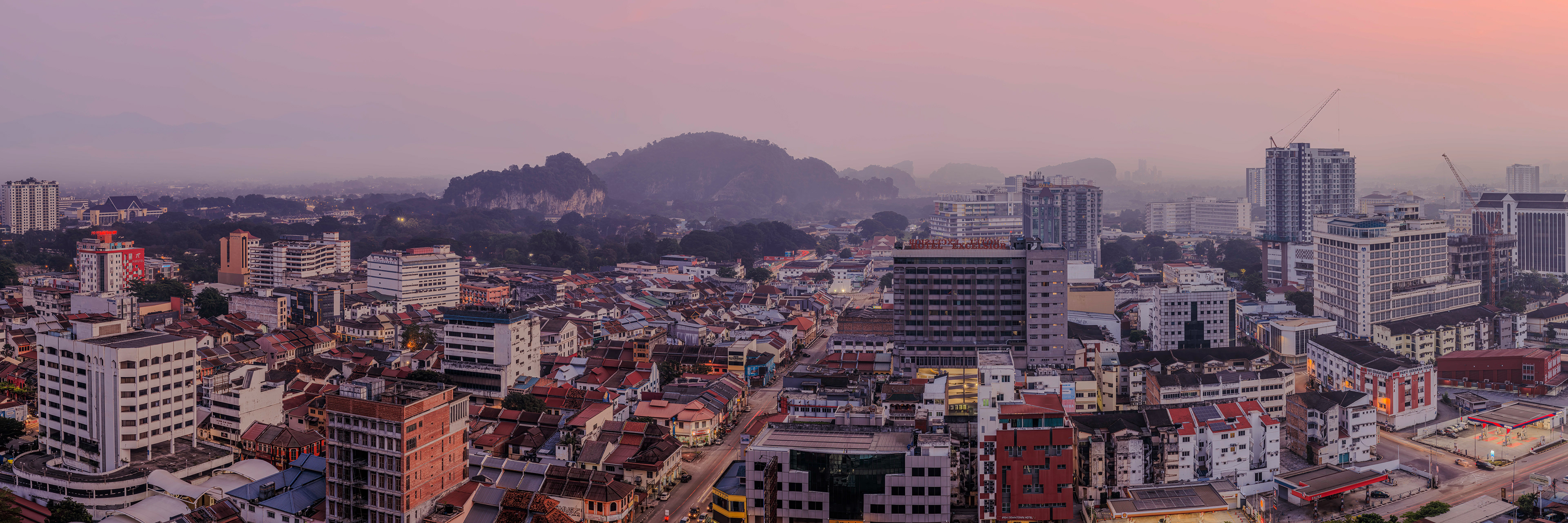HDR sunrise panorama of Ipoh Old Town, Ipoh, Perak, West Malaysia