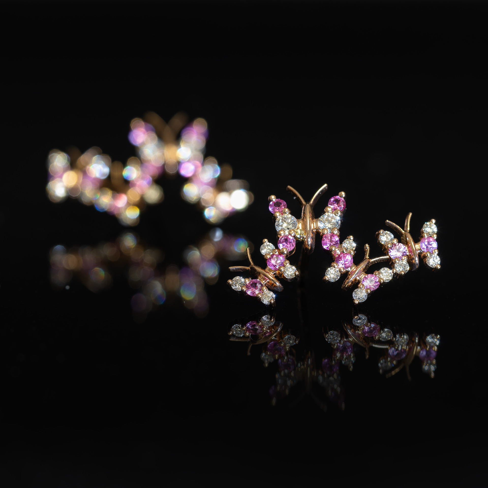 Orecchini in oro rosa con Zaffiri e Diamanti