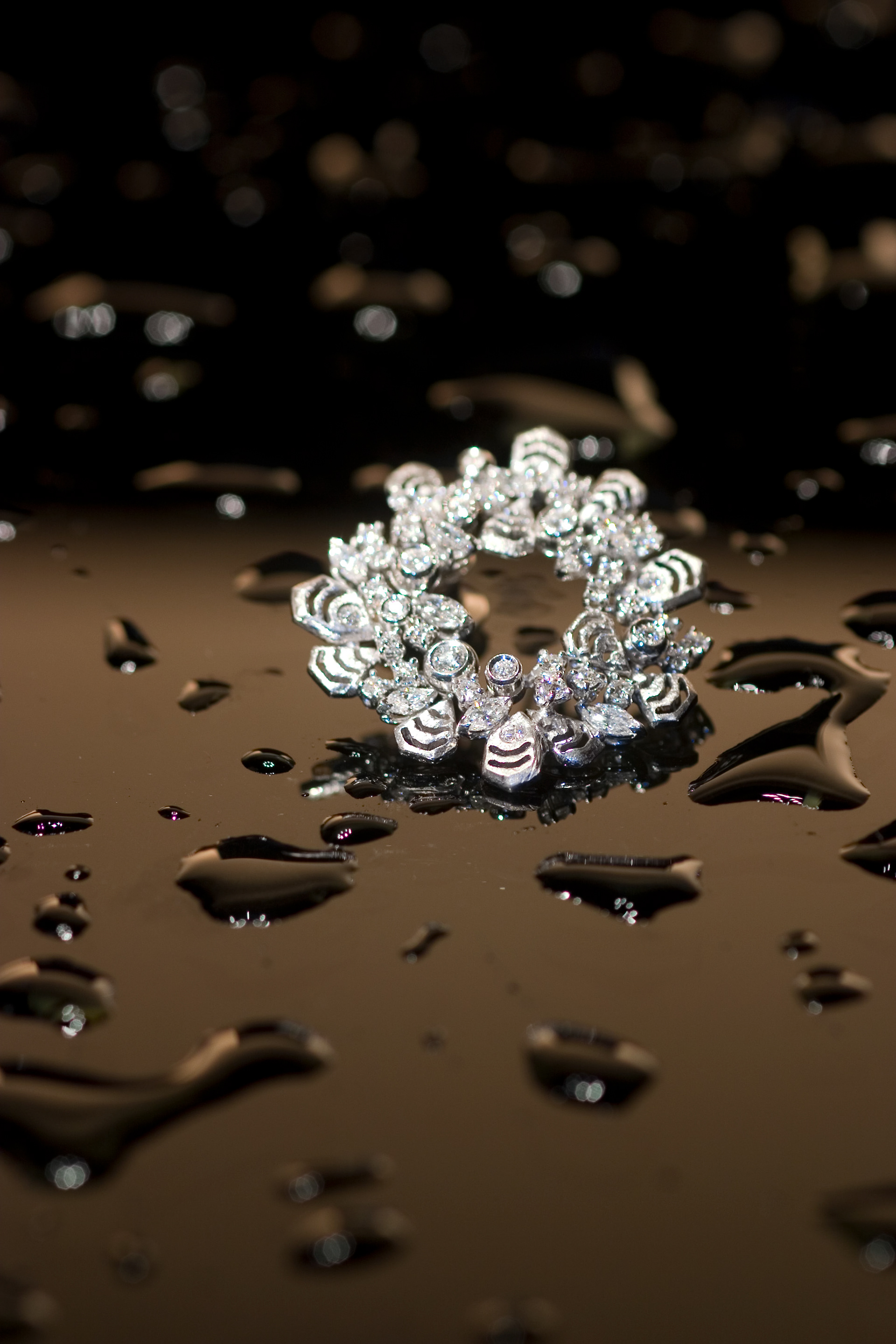 Pendente  Cristallo d'acqua in oro 18 kt con Diamanti