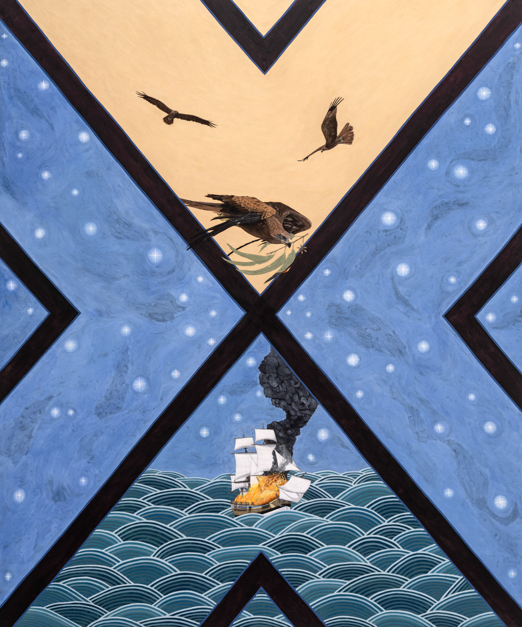 Inferno (Bountiful views) 2022, oil on polyester