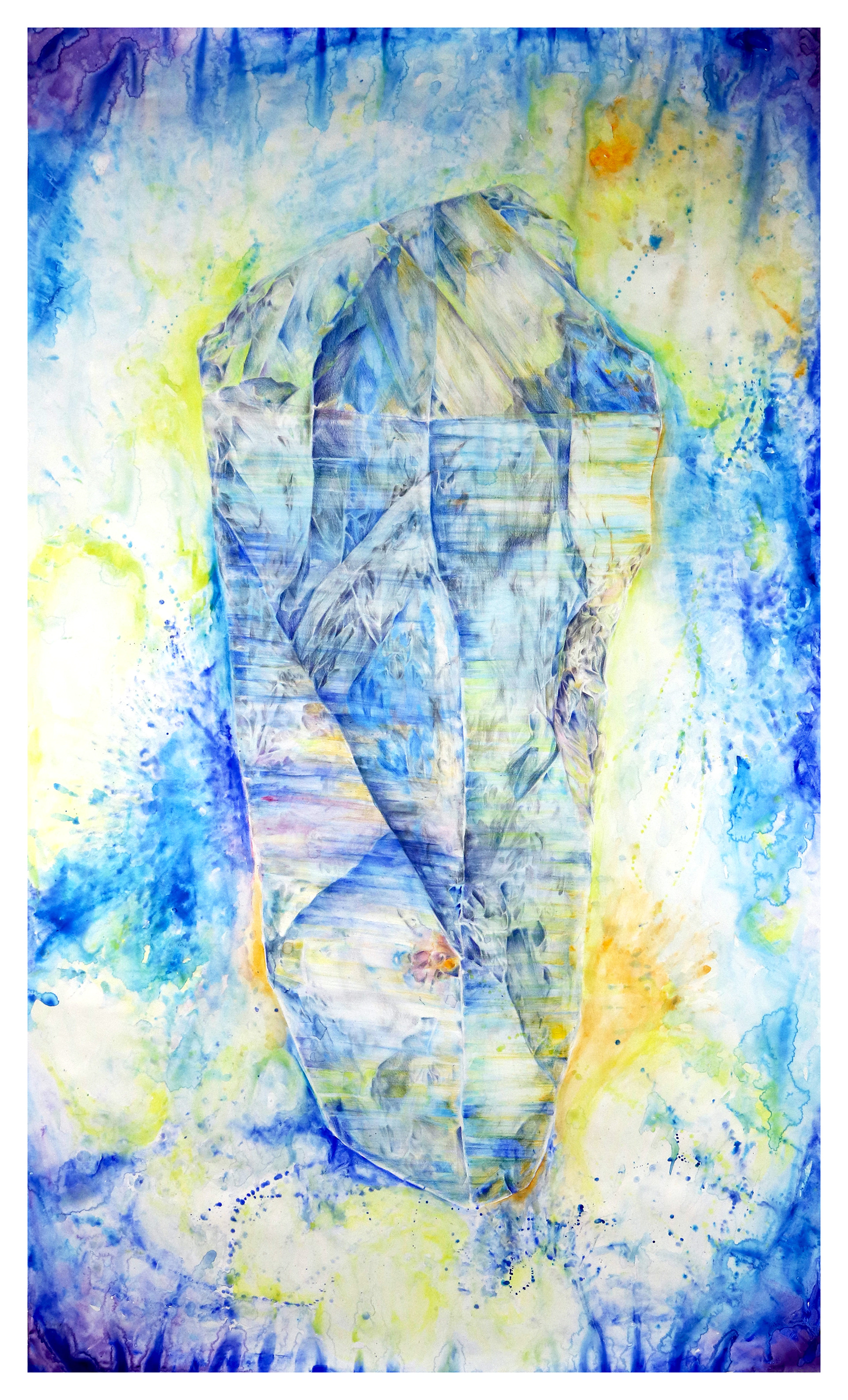 Crystalline, watercolor and prismacolor on paper, 72" by 40", 2022