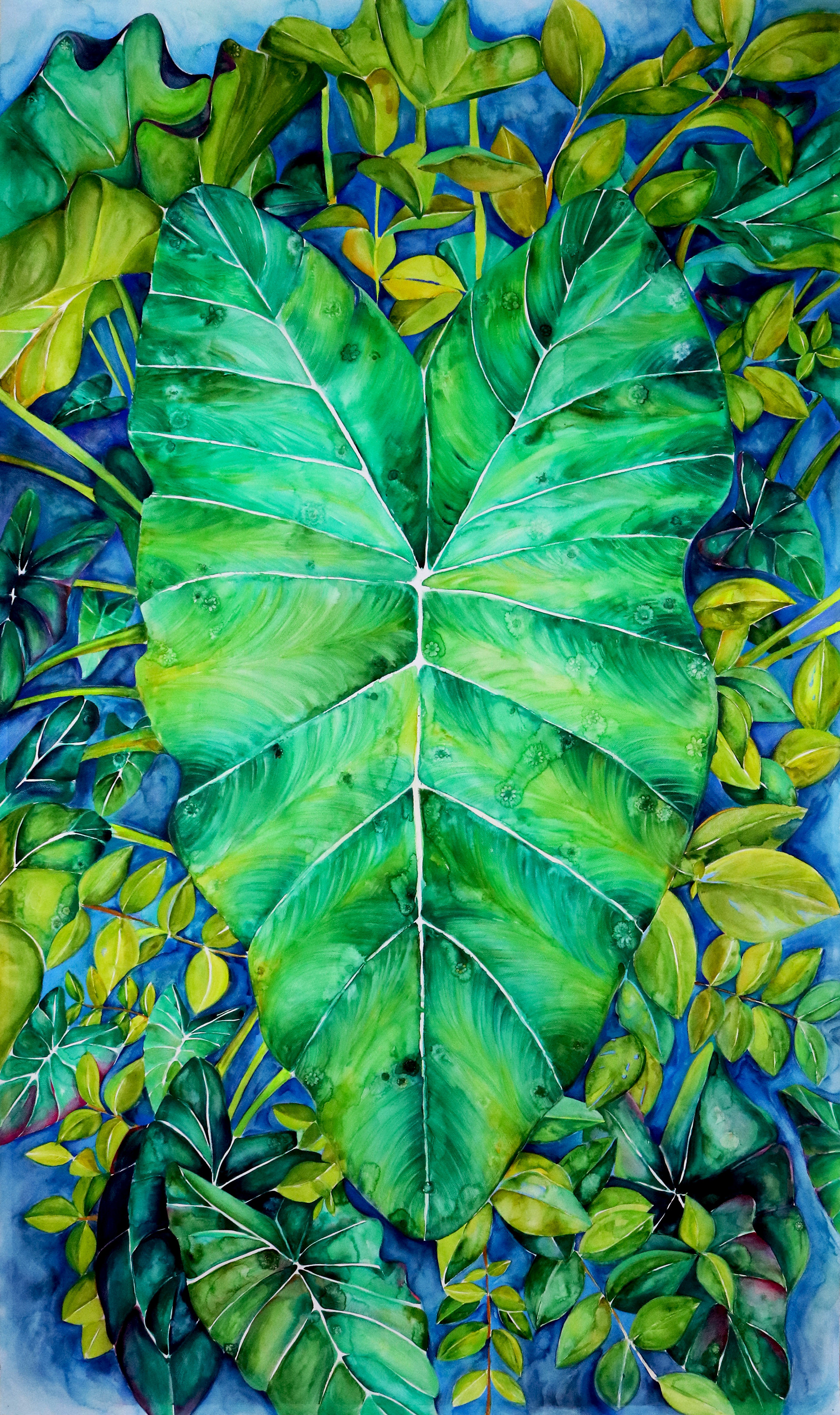 Immersion, watercolor and prismacolor on paper, 72" by 40", 2021
