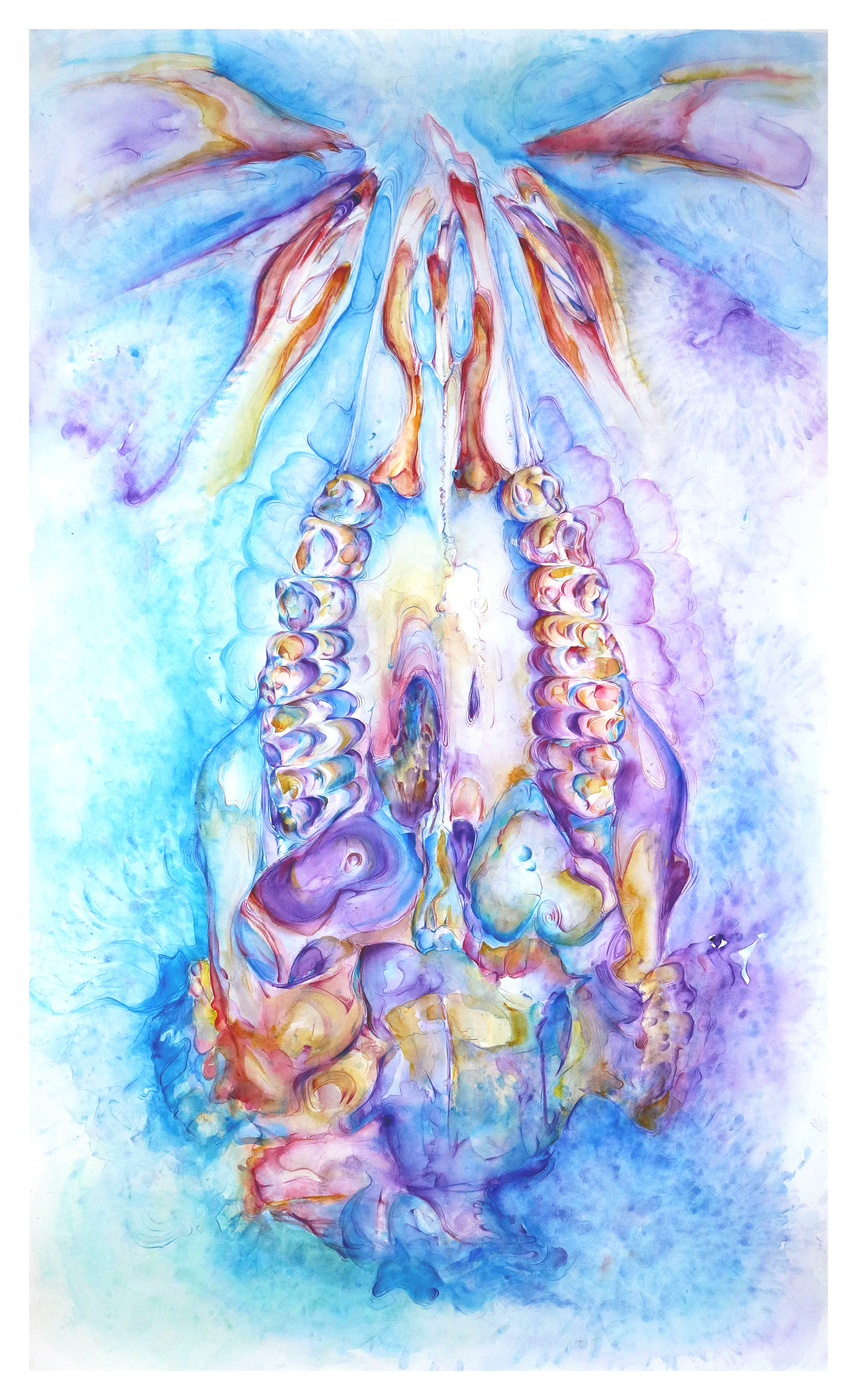Vehicle of Consciousness, watercolor and prismacolor on paper, 72" by 40", 2020