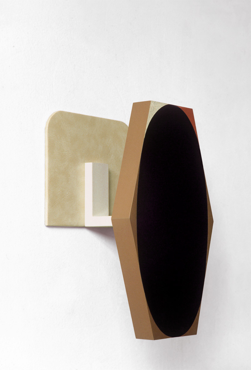 Spiegel, 1991 Linoleum, staal, kunstleer op houten constructie, H. 70 - B. 45 - D. 35 cm