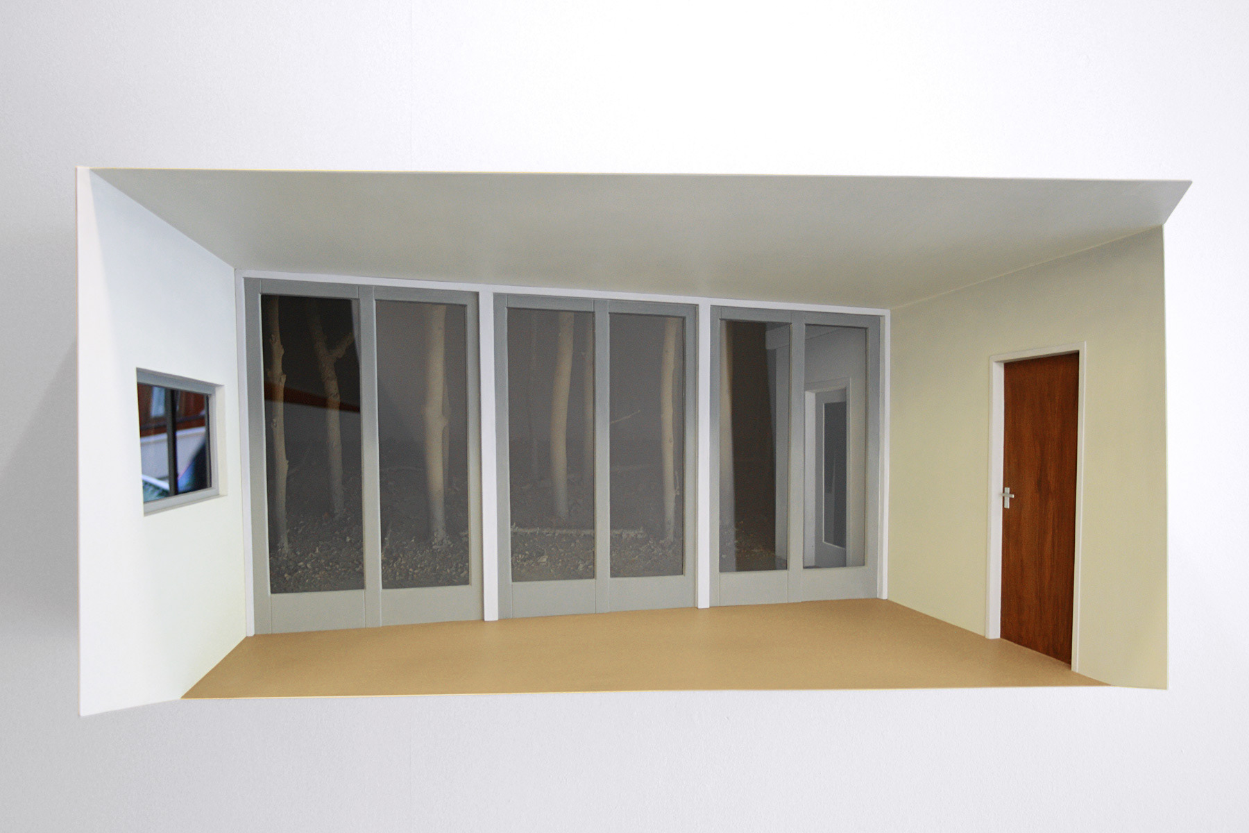 Datsja, 2008. Mdf, Verf, Glas, Bomen, Bladeren, B.-110 H.-50 D.-75 Cm.