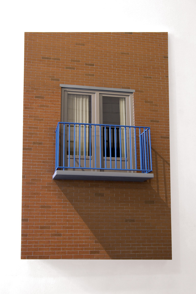 Frans Balkon, 2009. (Verkocht) Mdf, Alkyd Verf., Glas,B.76 - H.119 - D.22 Cm.