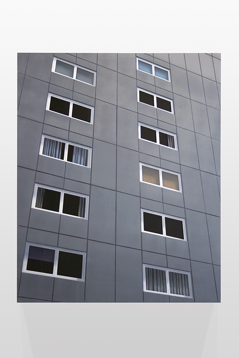 Neubauten, 2012. Mdf. Alcyd Verf, Glas, B.130 - H.116 - D.21 Cm.