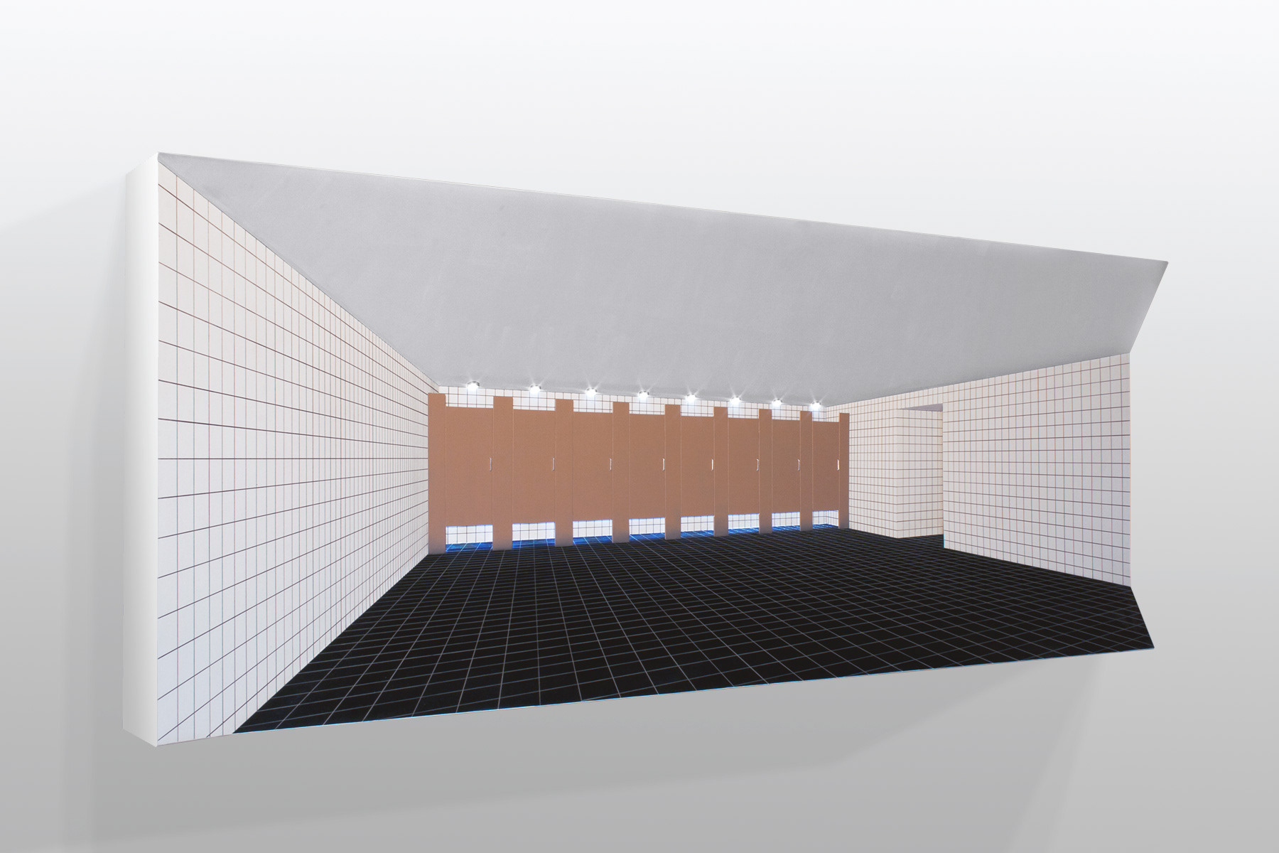 Restroom, 2013. Mdf, Alkyd Verf, Led Licht, Mp3 Player (Muzak), B.221 - H.110 - D.11 Cm.