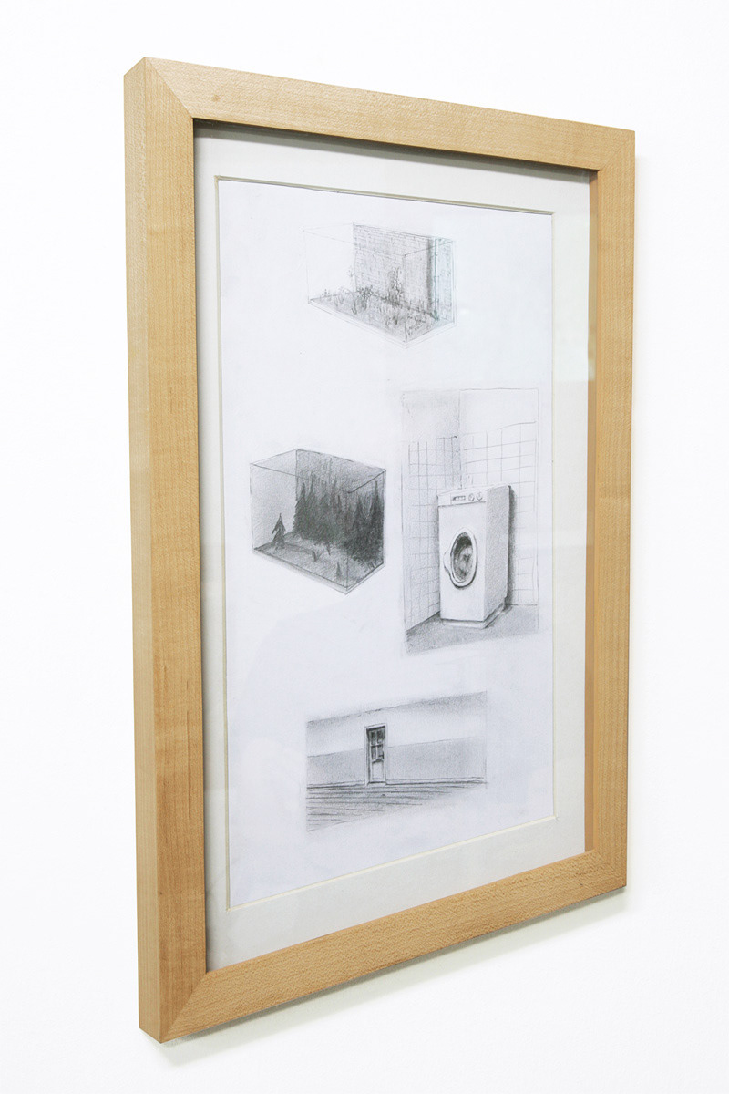 Sketchbook, 2014 Houten Frame met unieke potloodtekening, B.25 – H.51/41 – D.2 Cm.