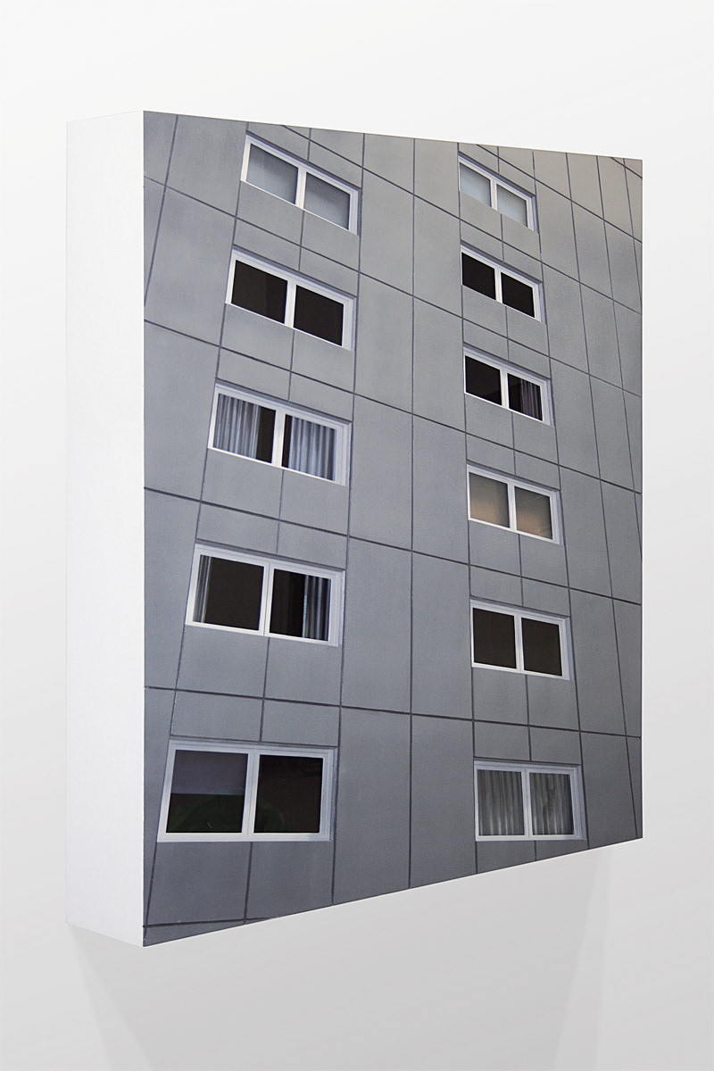 Neubauten, 2012. Mdf. Alcyd Verf, Glas, B.130 - H.116 - D.21 Cm.