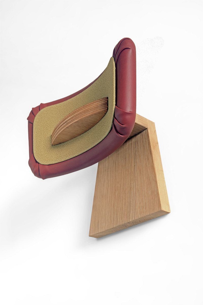 Z.T., 1993 Kunstleer op houten constructie, H. 23 - B. 20 - D. 14 cm