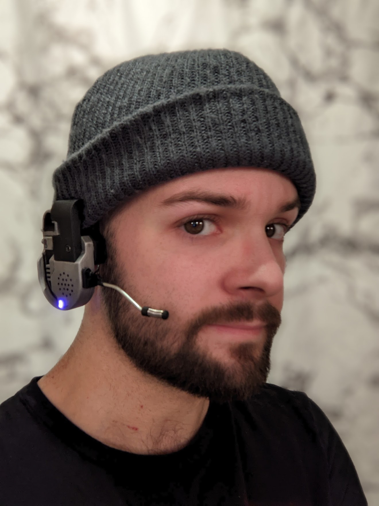 Communiction Headset (mixed 3d print base, cold-cast aluminum)