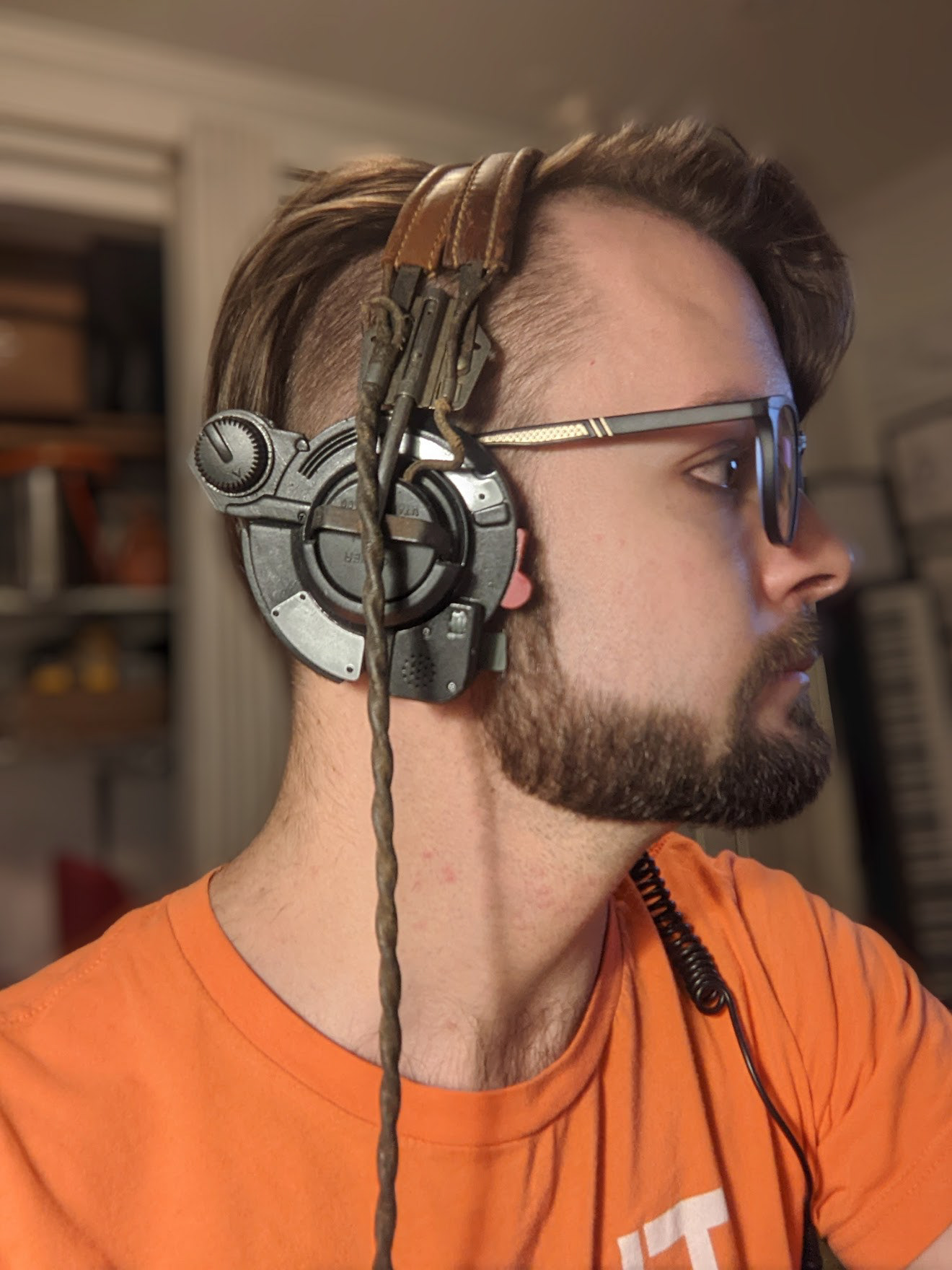 Monitoring Headphones (mixed 3D print over antique headband)