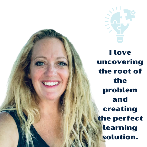 A photo of Aly Medina smiling, with the quote, "l love uncovering the root of the problem and creating the perfect learning solution.