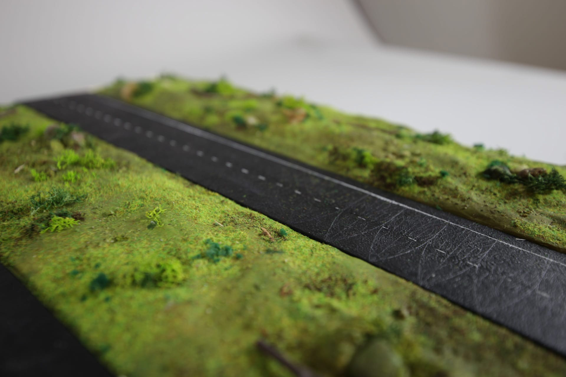 A close up of the road