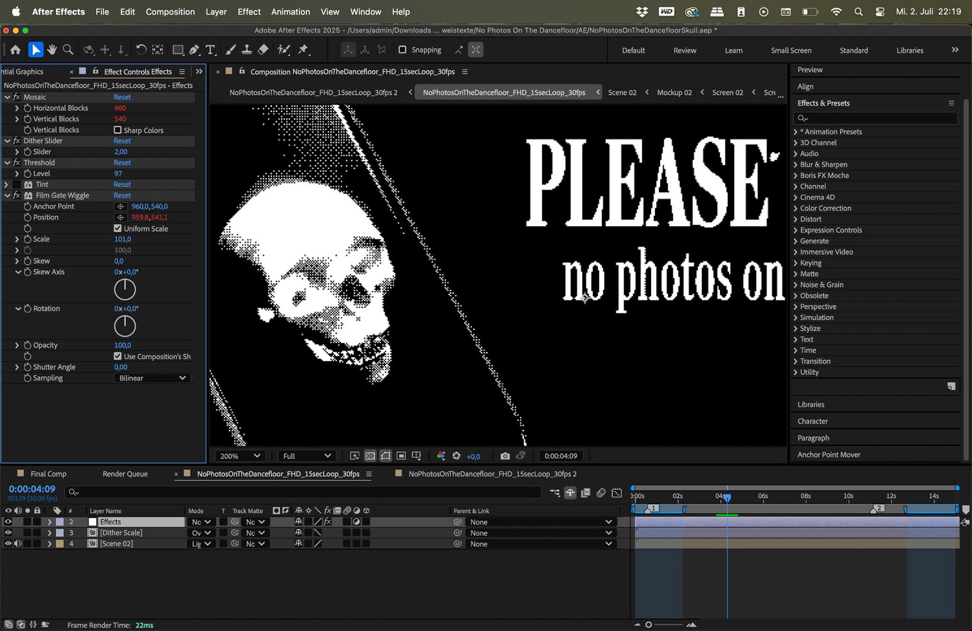 After Effects - Design + Animation des MOGRT für Hinweistexte (Bildschirmfoto)