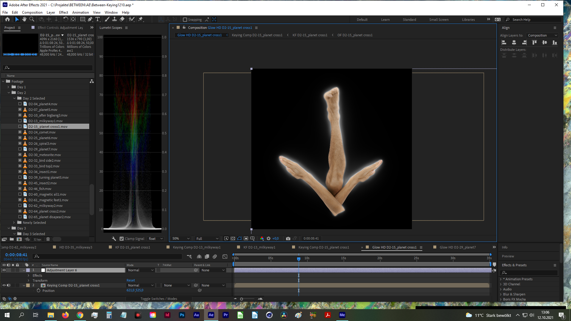 After Effects Process: Screen Shot of Keying and Color Grading 3
