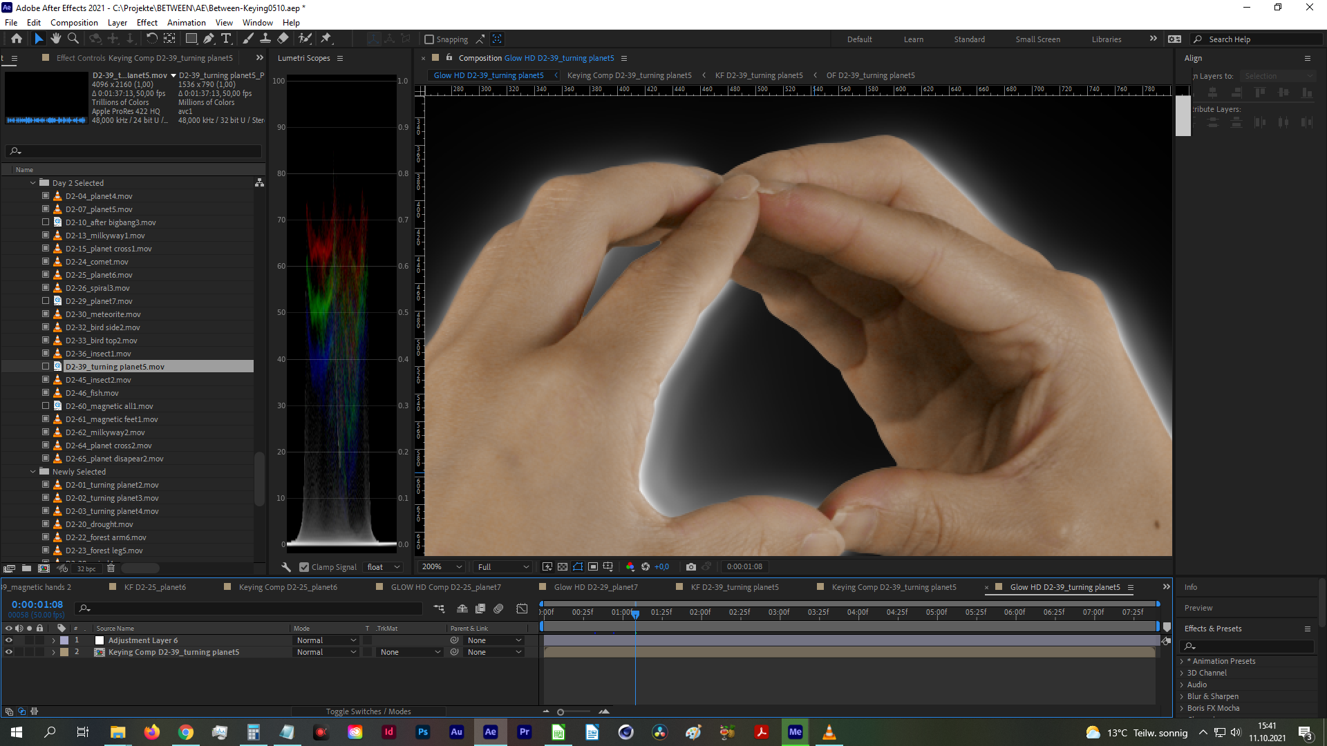 After Effects Process: Screen Shot of Keying and Color Grading 1