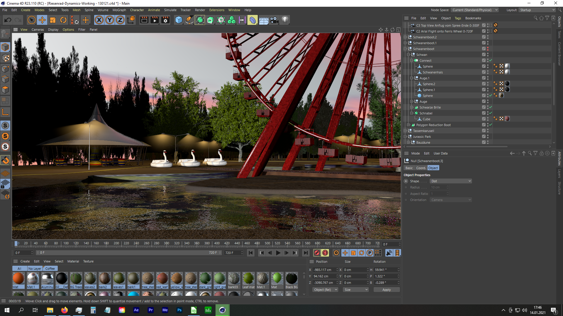 Cinema 4D: Process Screenshot - Ferris Wheel Animation - Music Video 'Muppet'