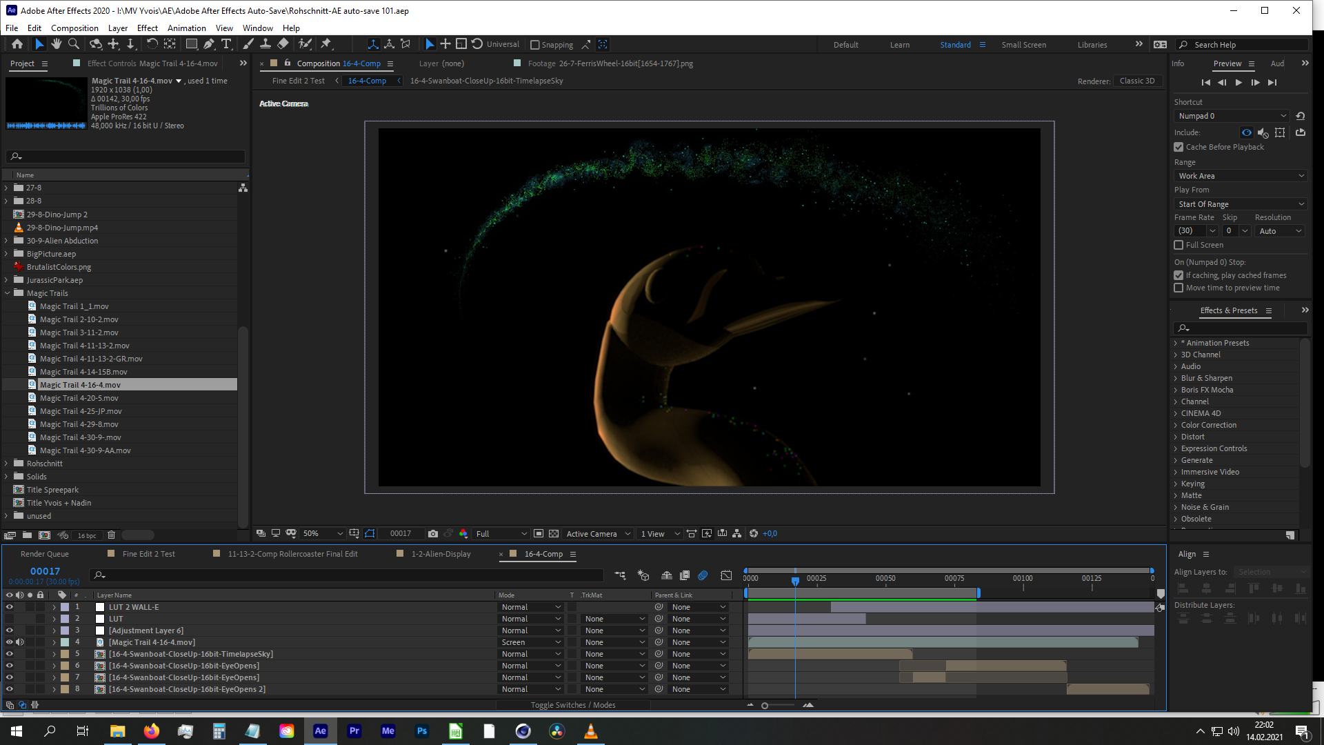 Cinema 4D: Process Screenshot - Trail Animation - Music Video 'Muppet'