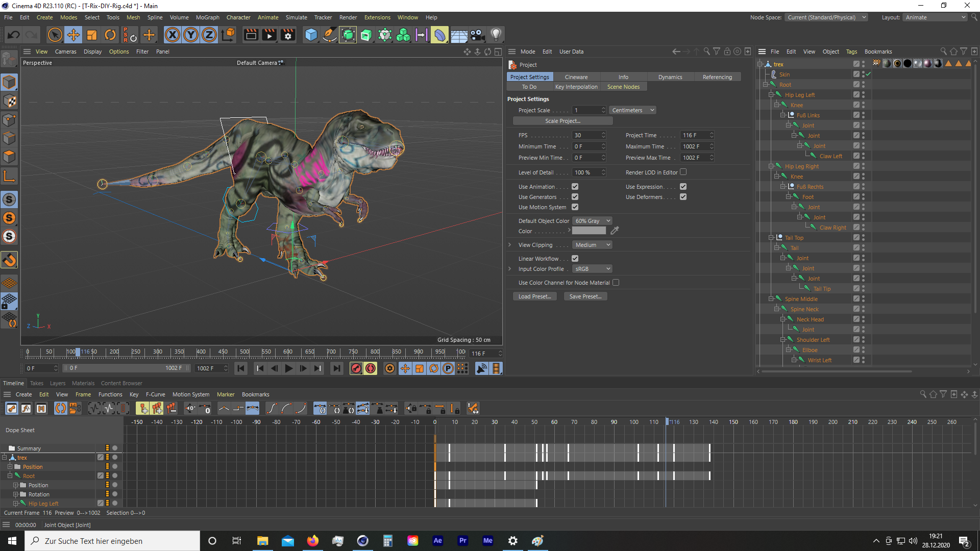 Cinema 4D: Process Screenshot - Dinosaur Animation - Music Video 'Muppet'