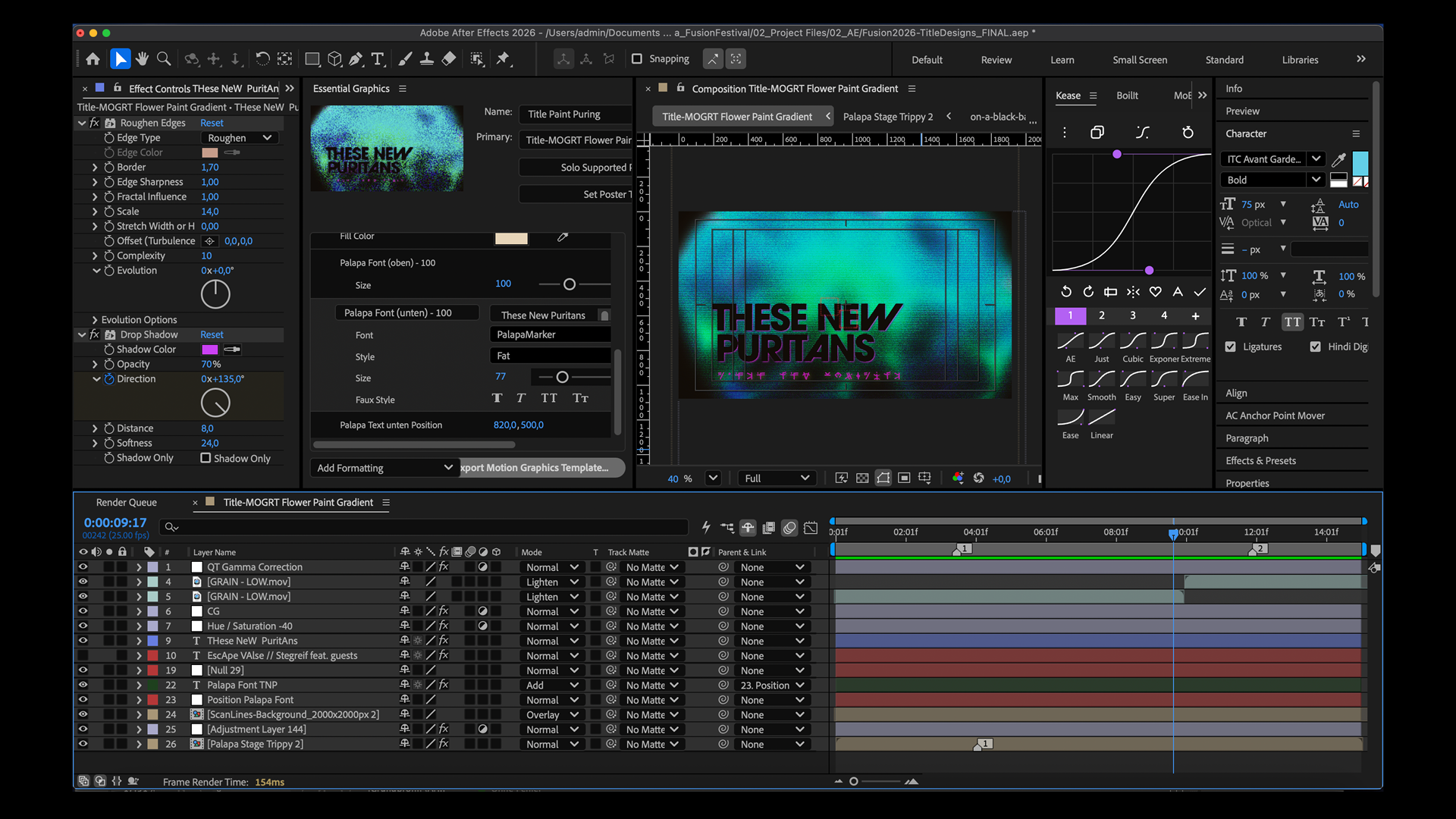 Bildschirmfoto vom Prozess in Adobe After Effects