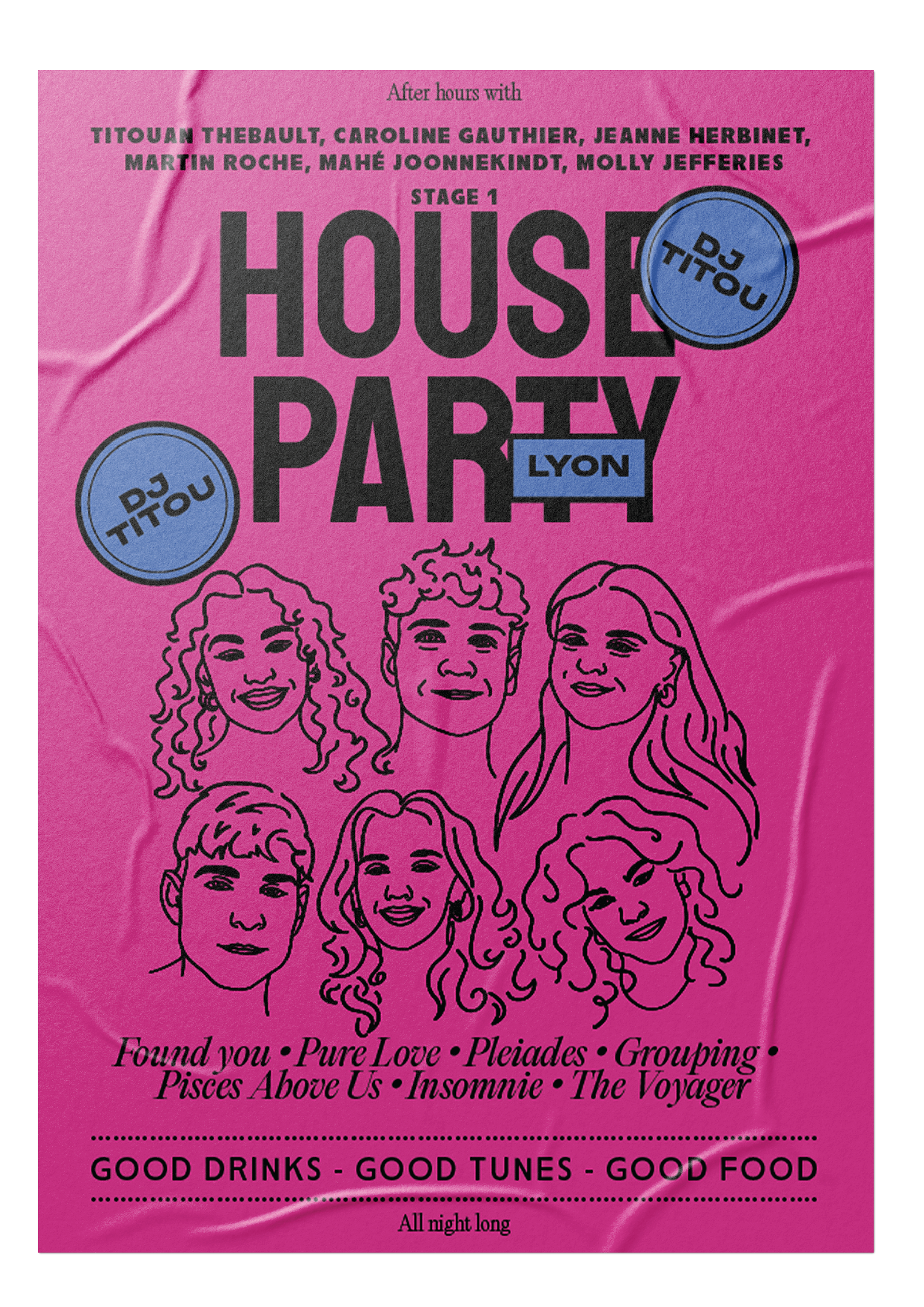 Advertising poster for an upcoming house party event 